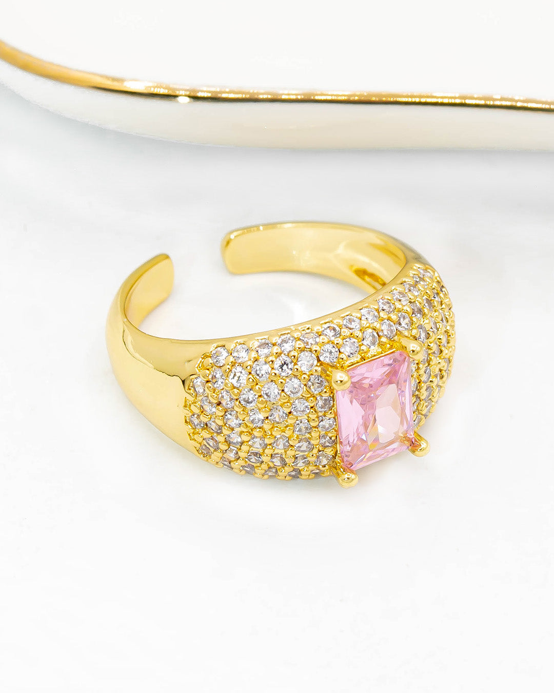 Anillo circón rosa
