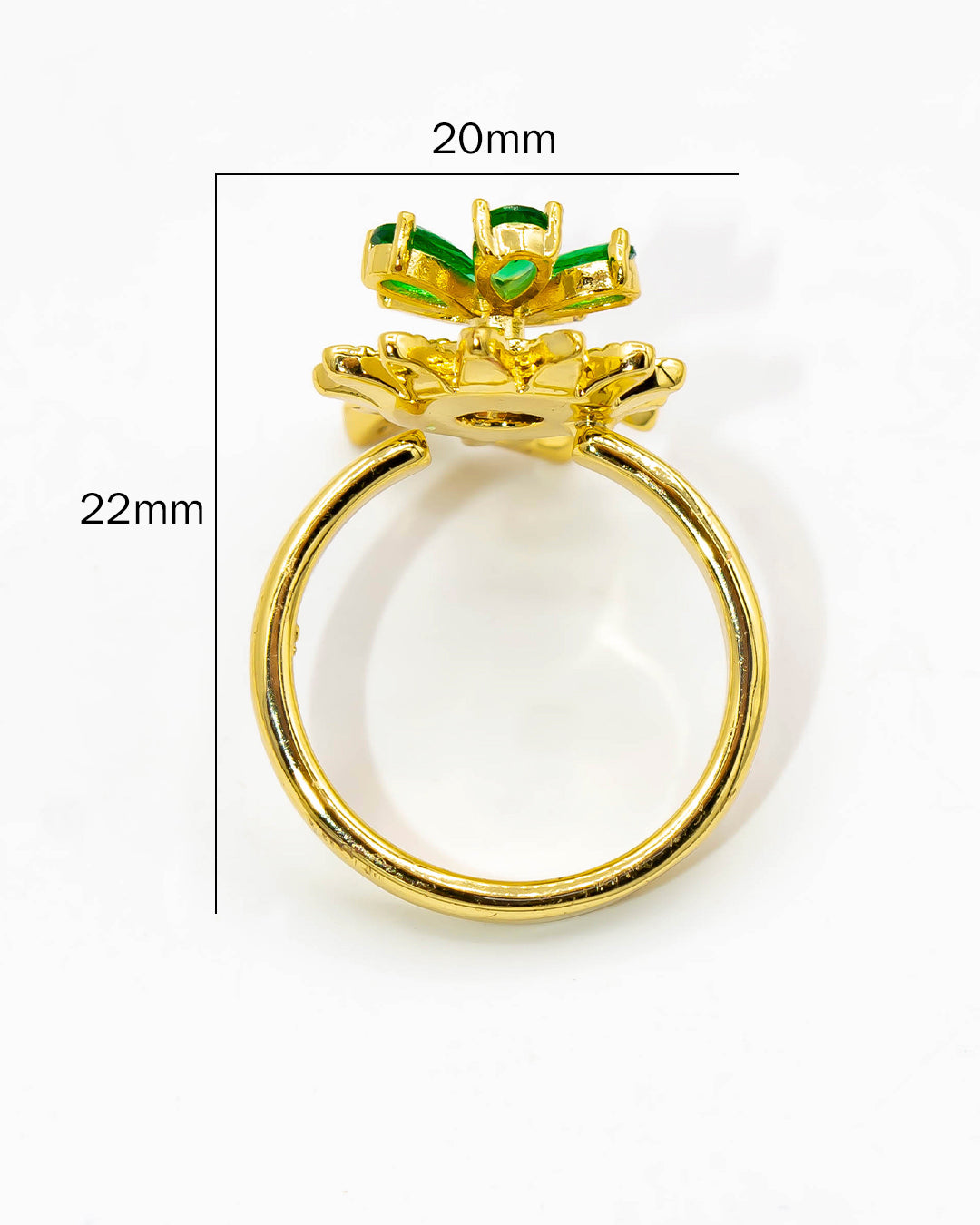 Anillo giratorio flor verde