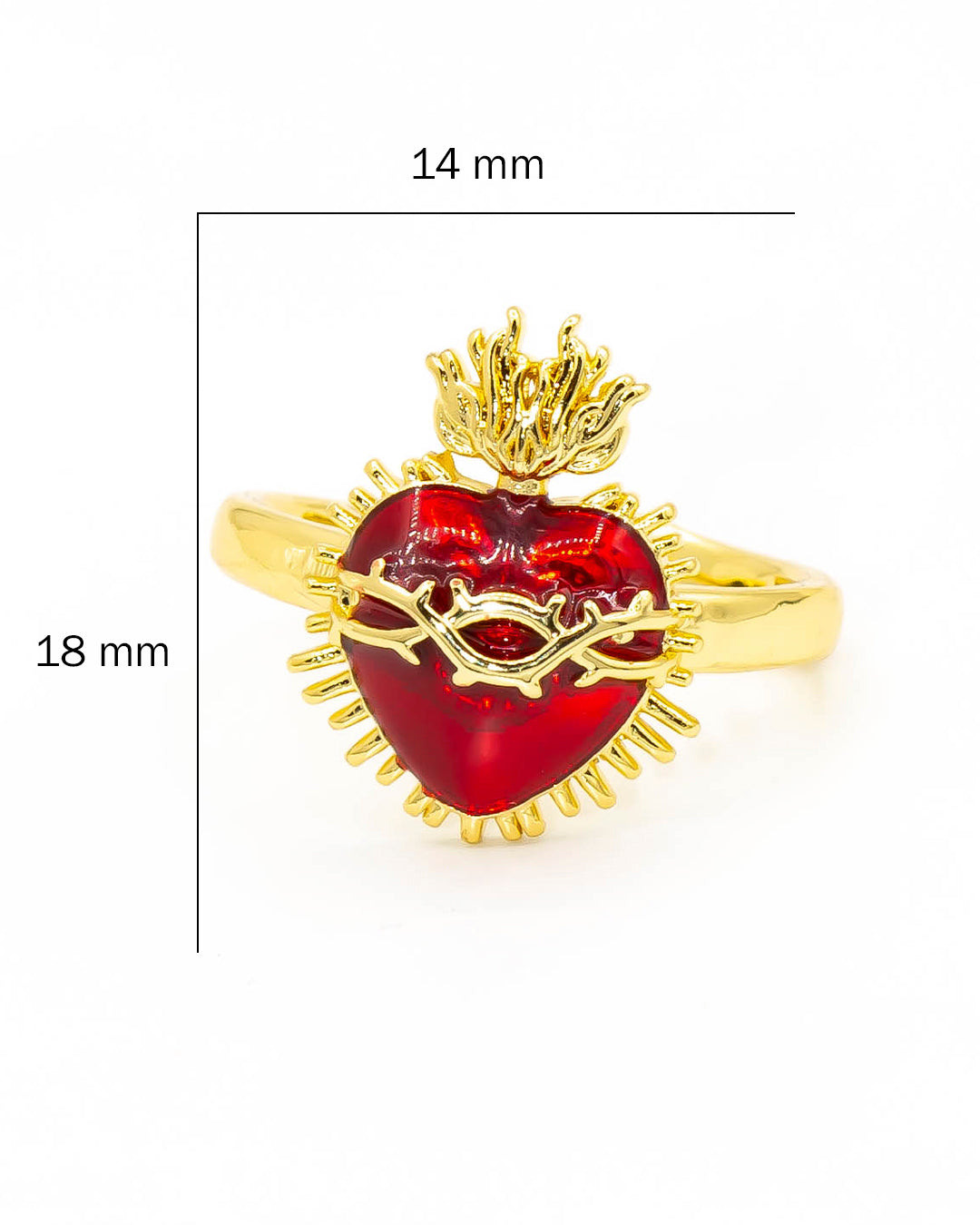 Anillo corazón rojo