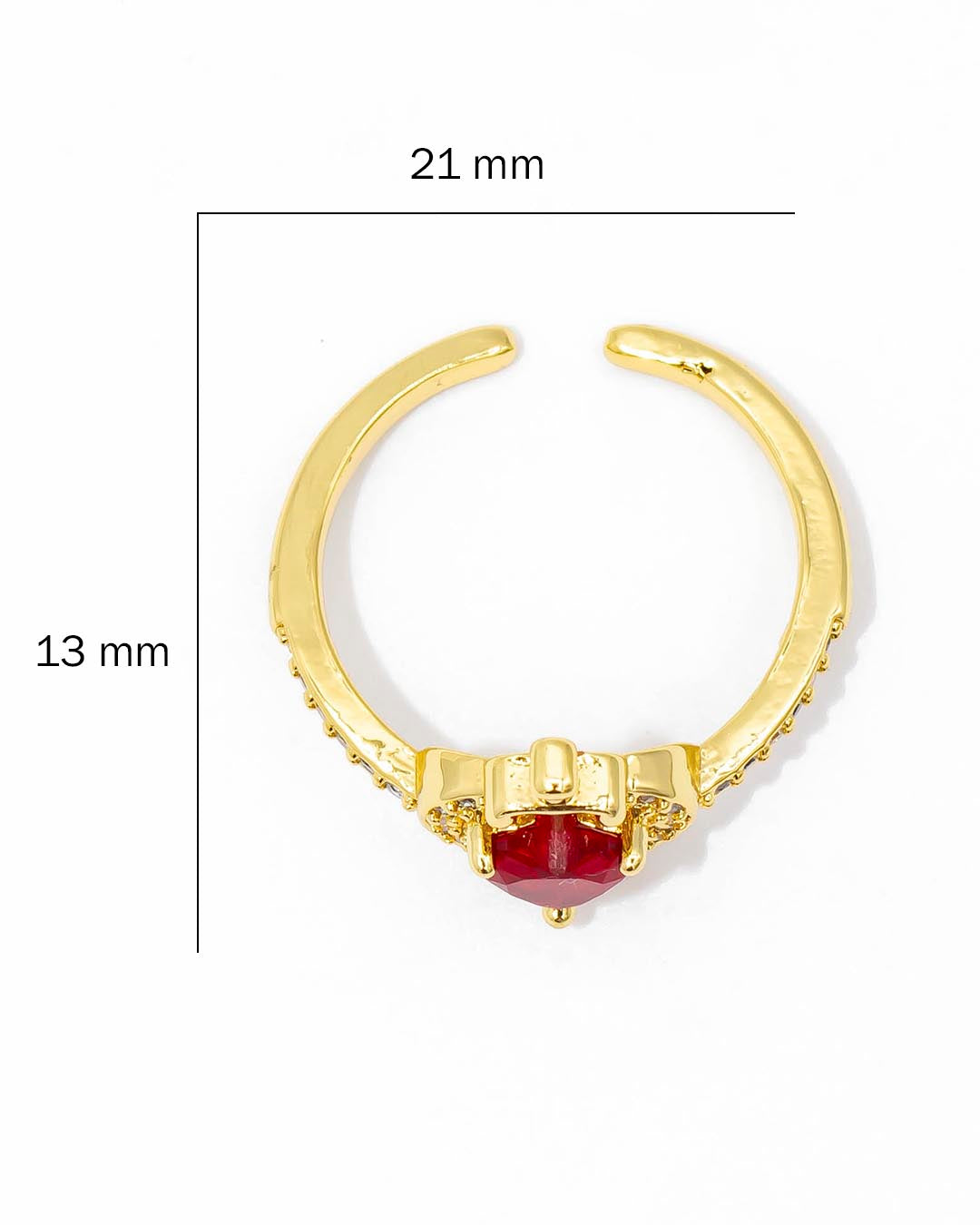 Anillo corazón rojo