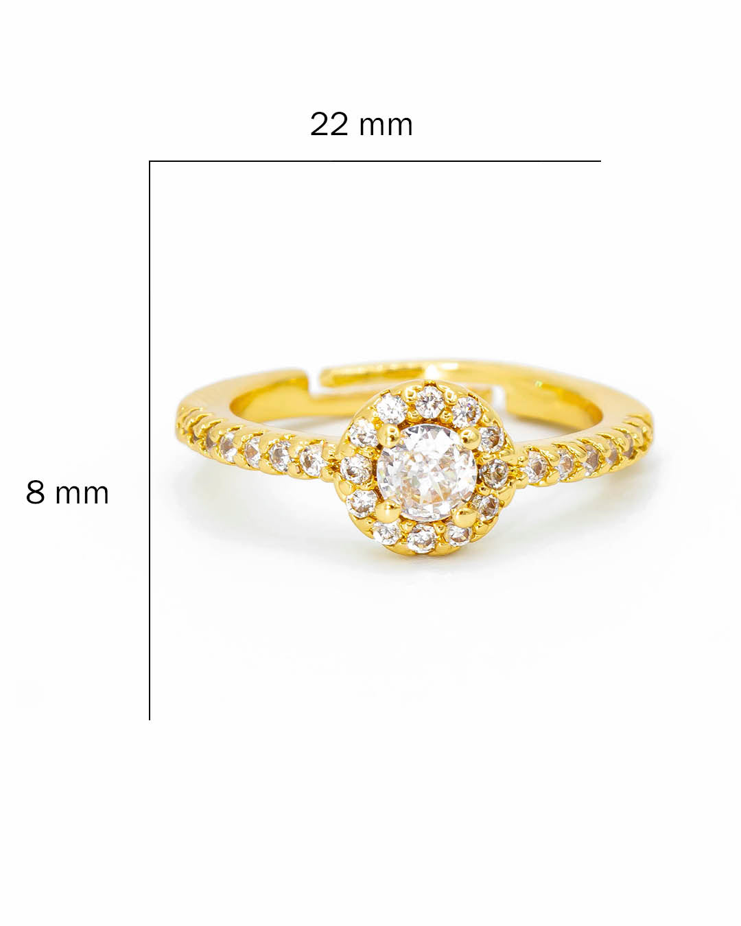 Anillo circón blanco redondo