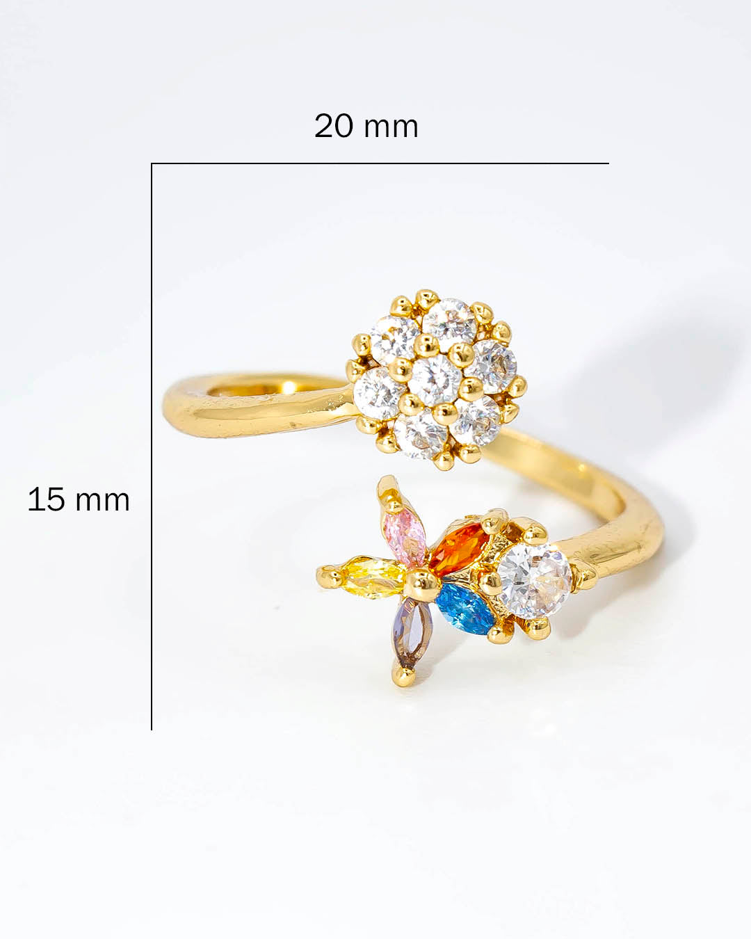 Anillo flor y estrella