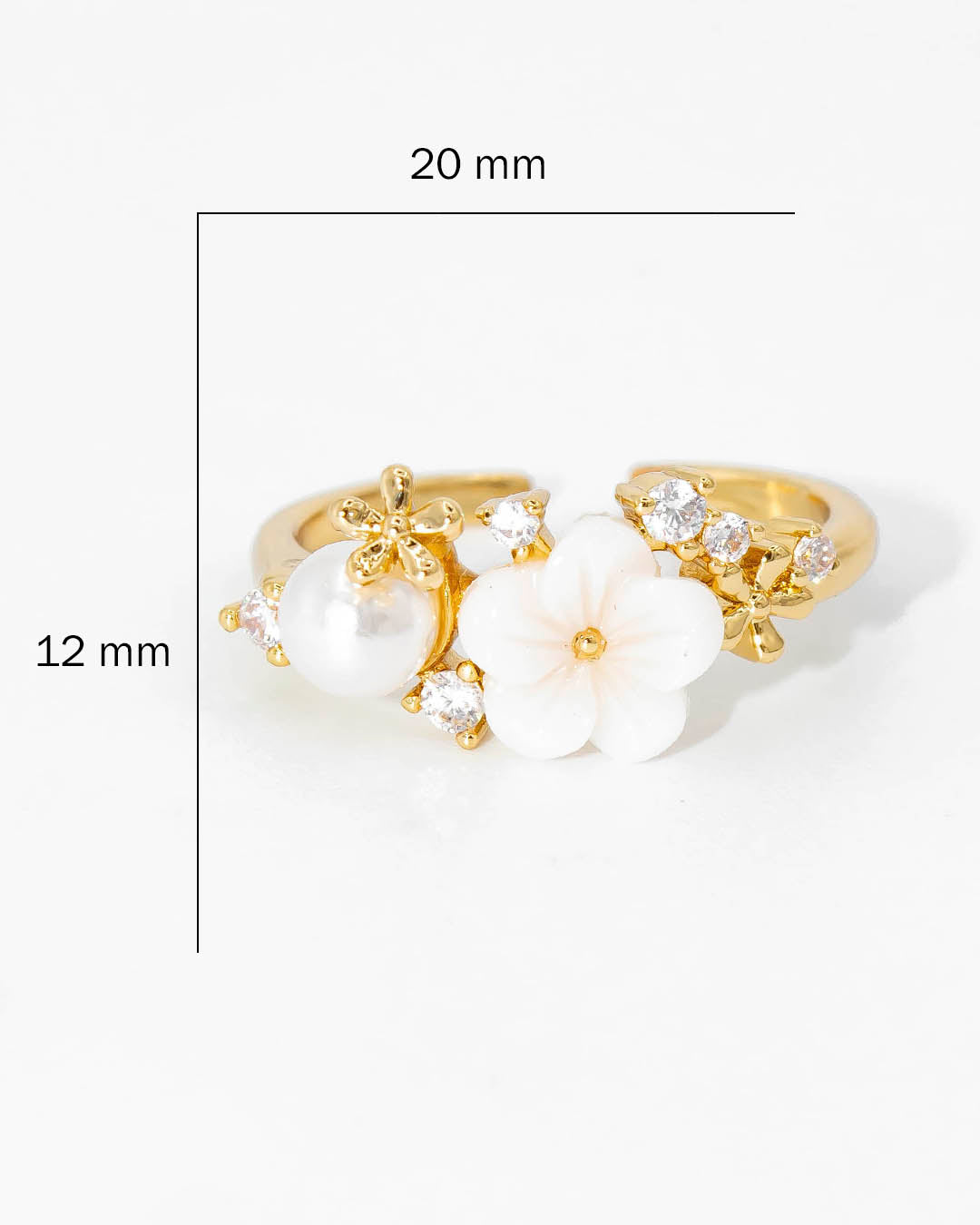 Anillo flor perla