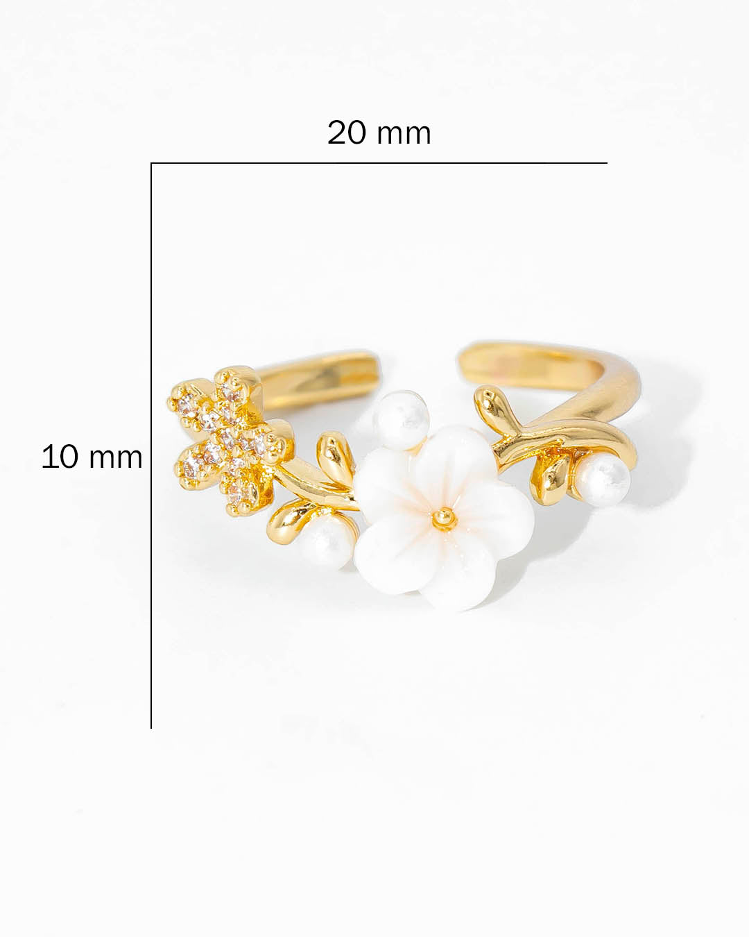 Anillo flor blanca