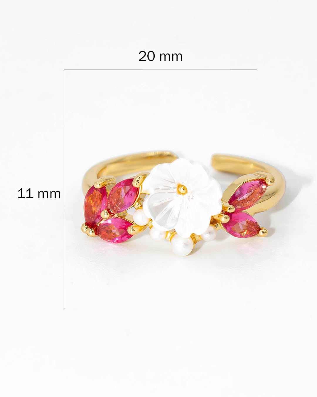 Anillo flor perla