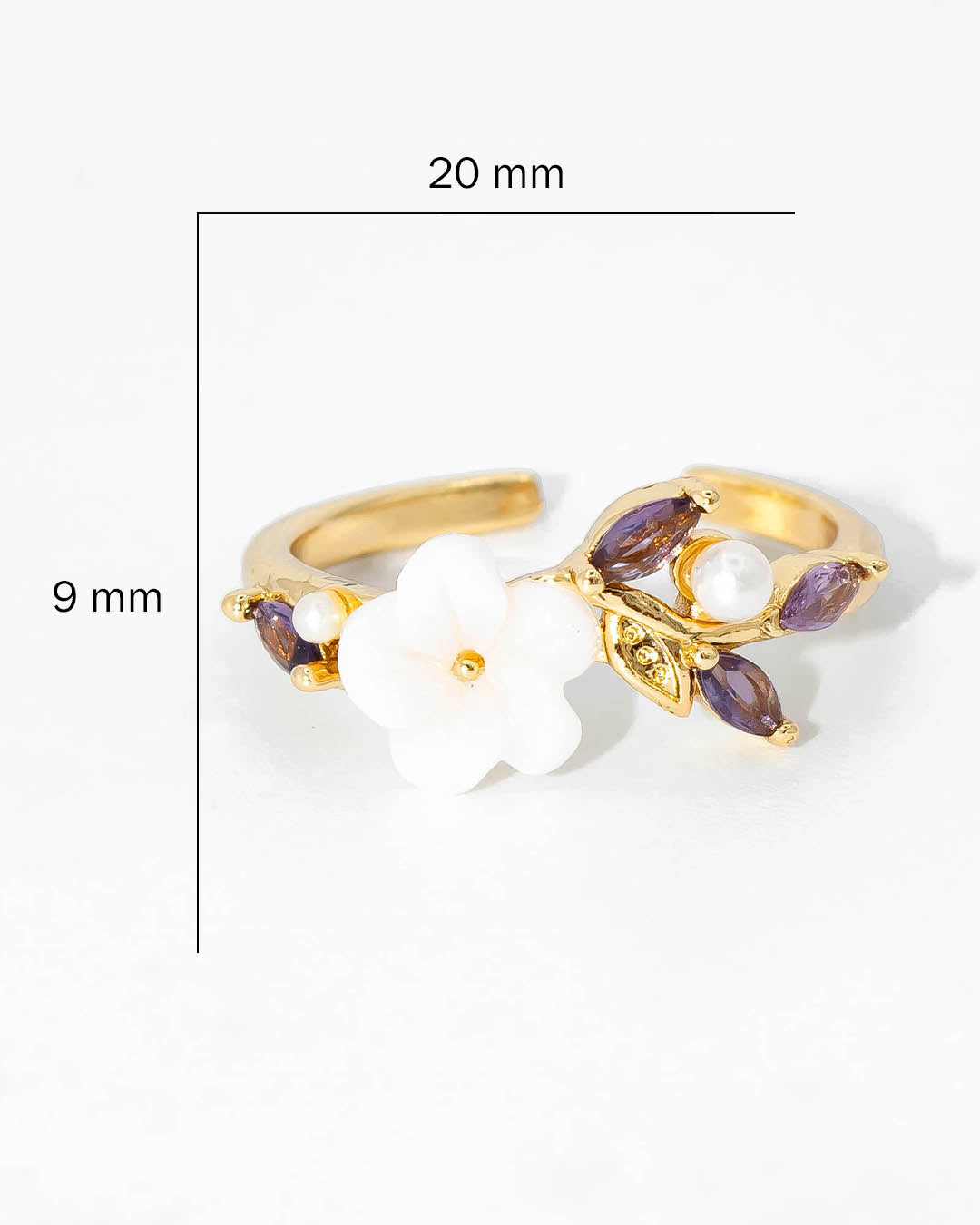 Anillo flor y hoja