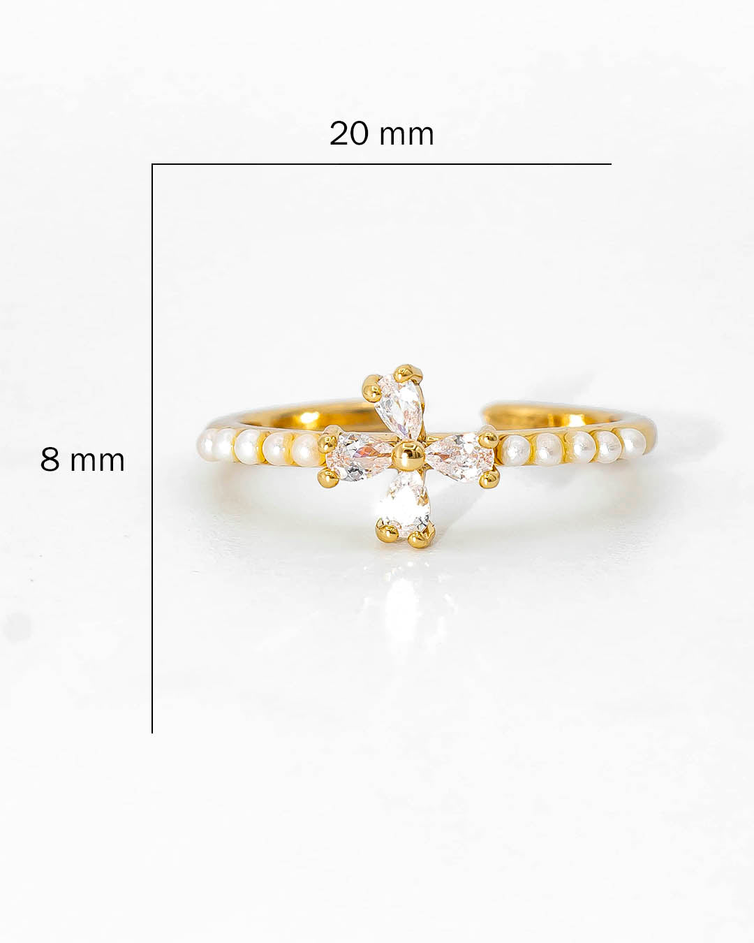 Anillo perla trébol