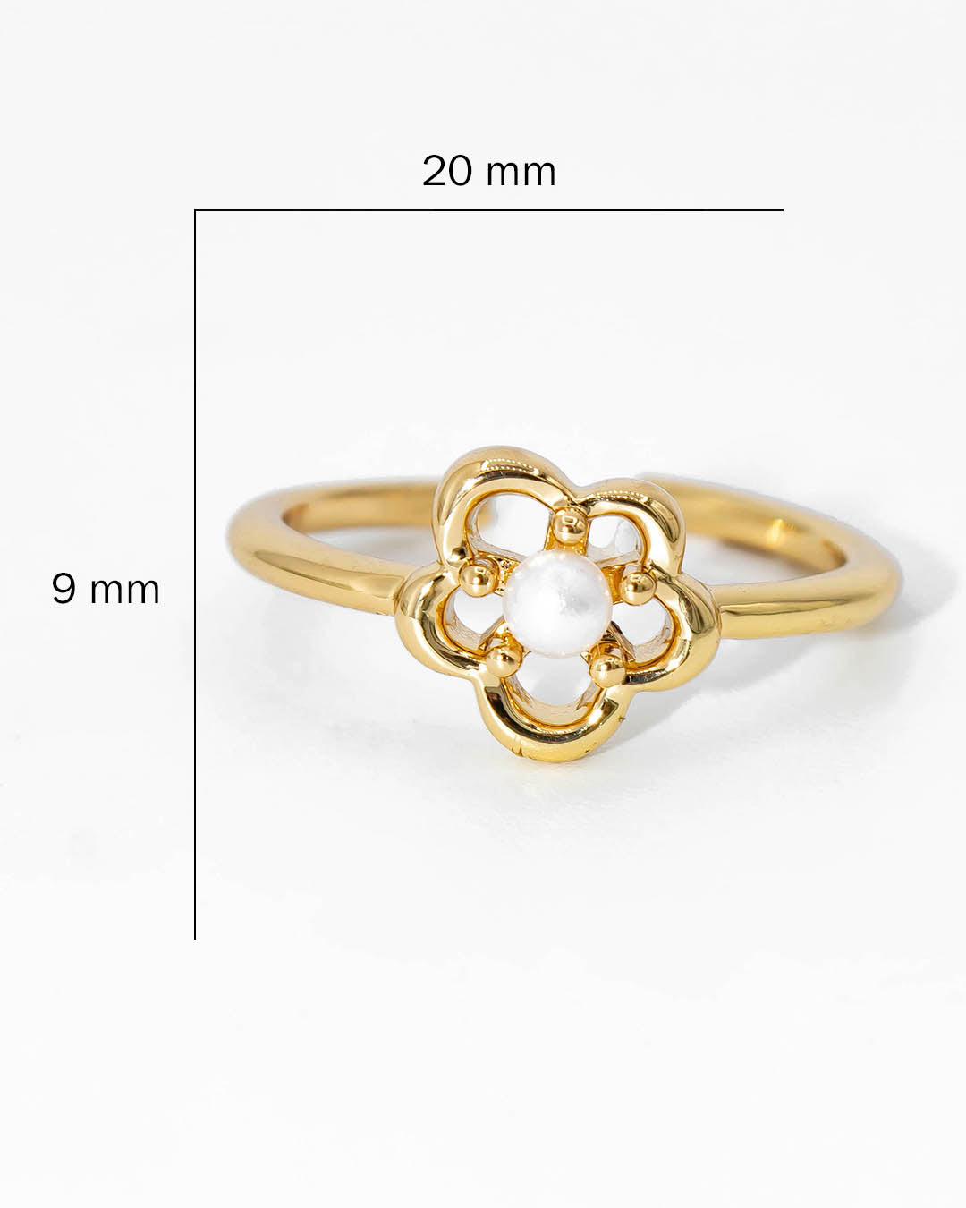 Anillo flor perla
