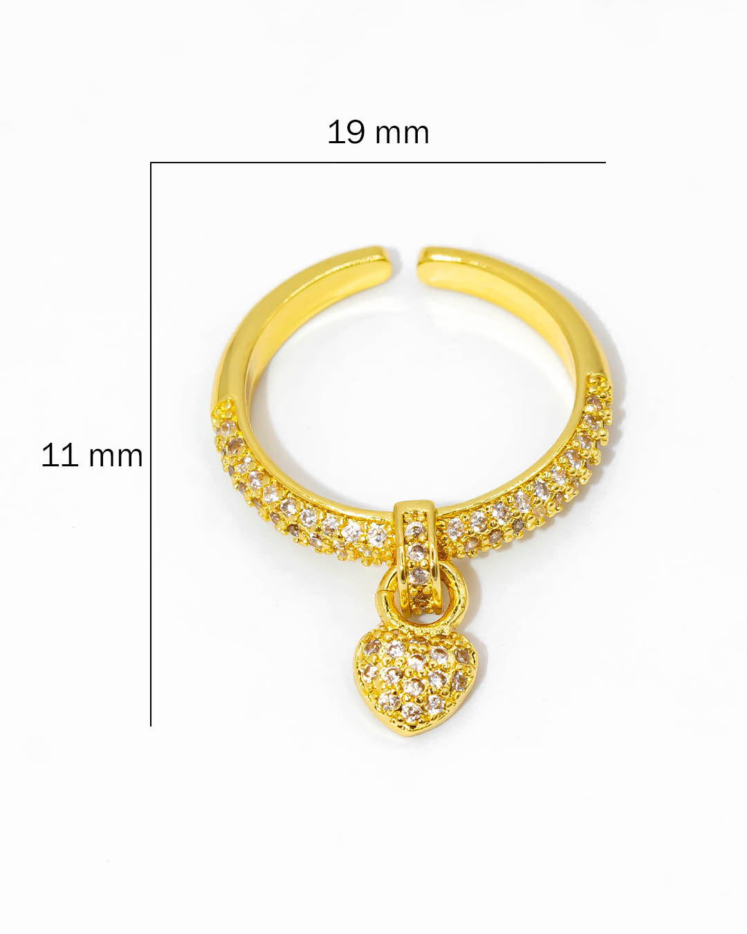 Anillo corazón colgante