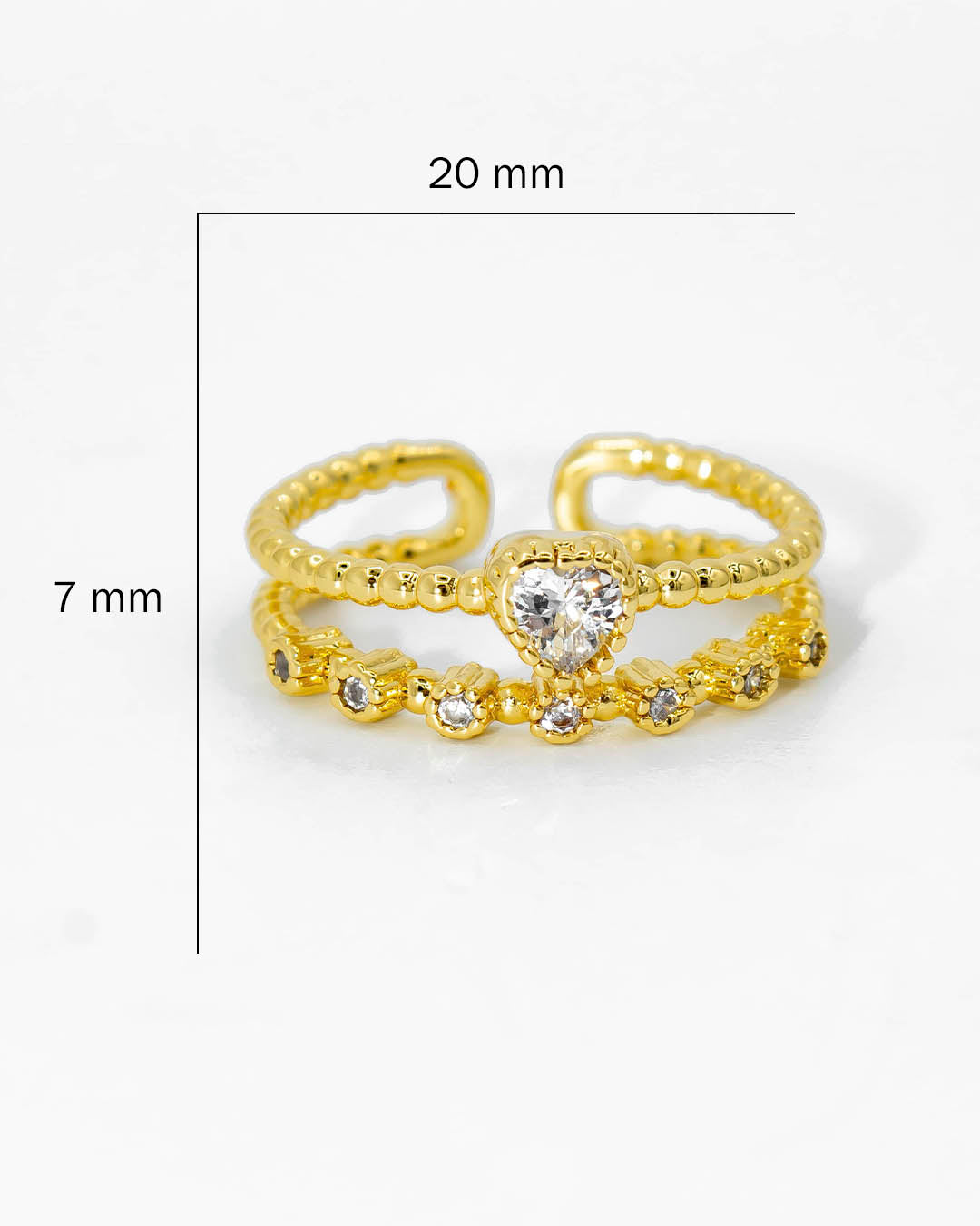 Anillo corazón doble línea