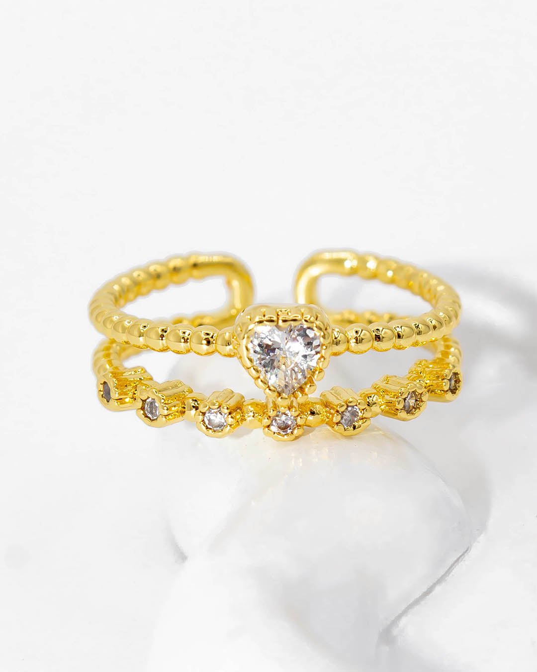 Anillo corazón doble línea