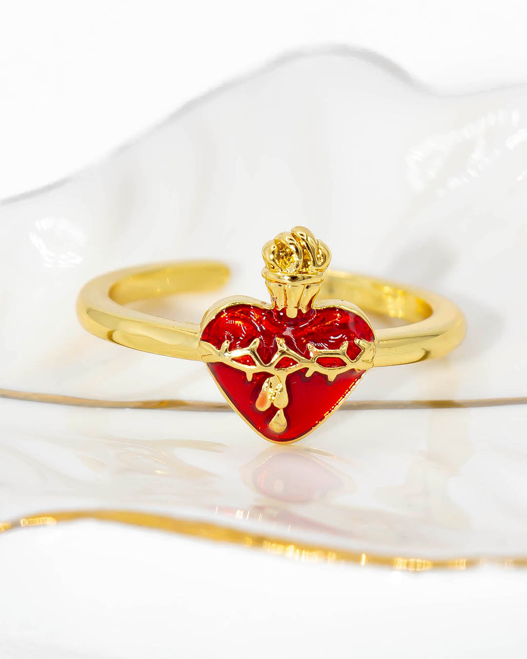 Anillo corazón y espinas
