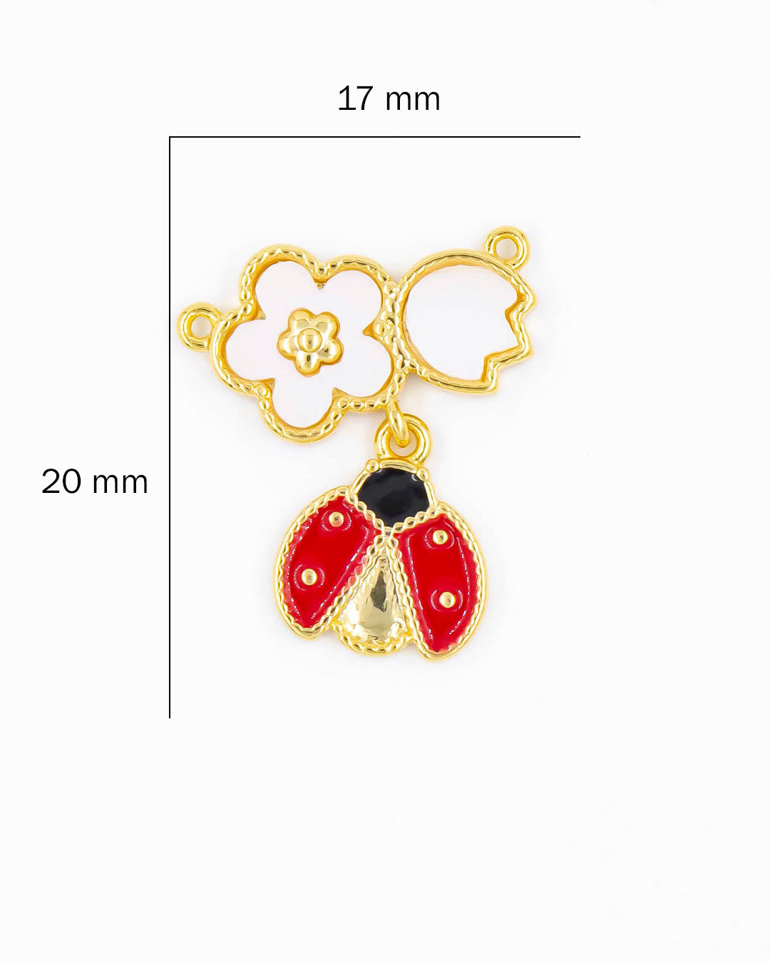 Dije de pulsera flor y mariquita