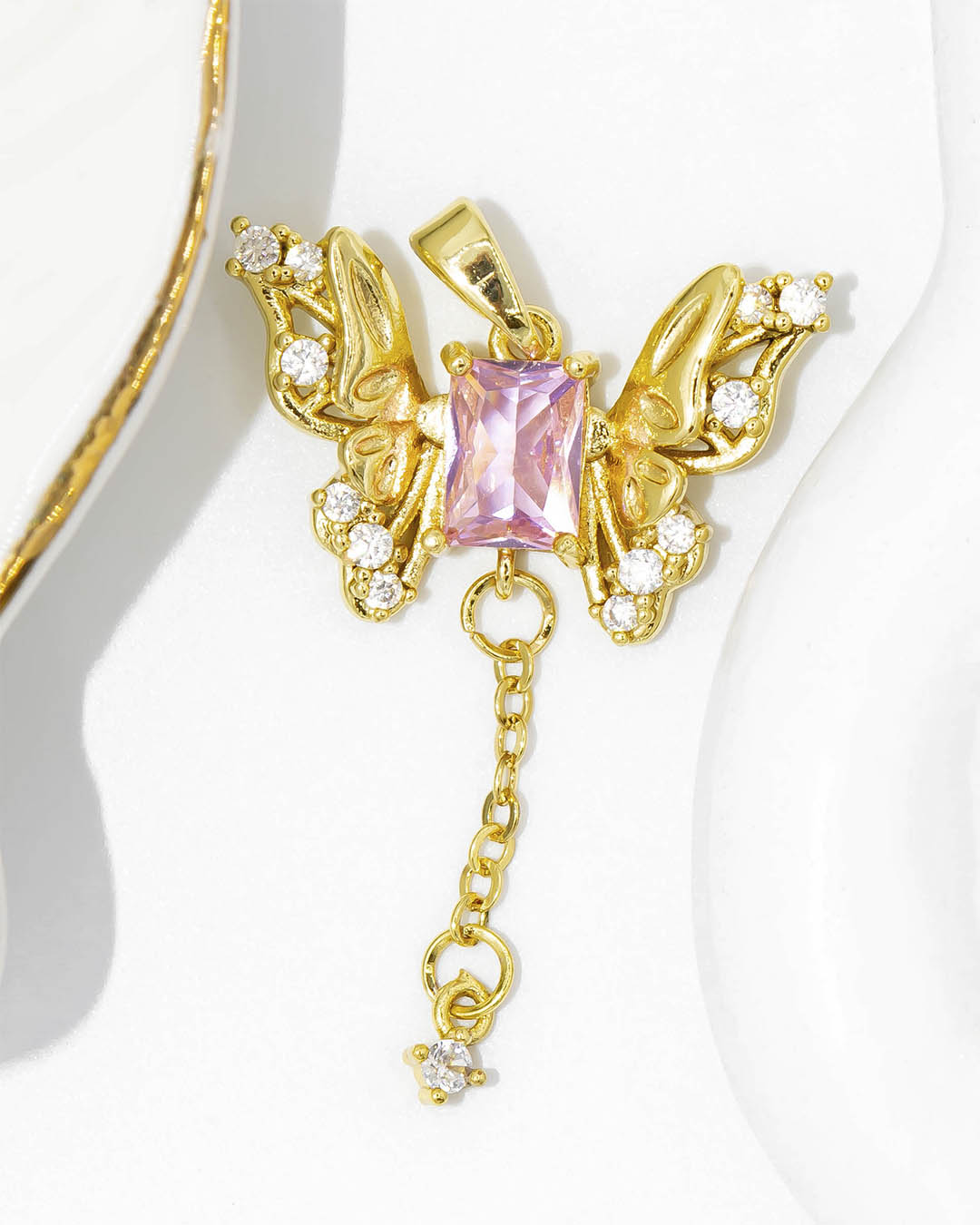 Dije mariposa cadena circón