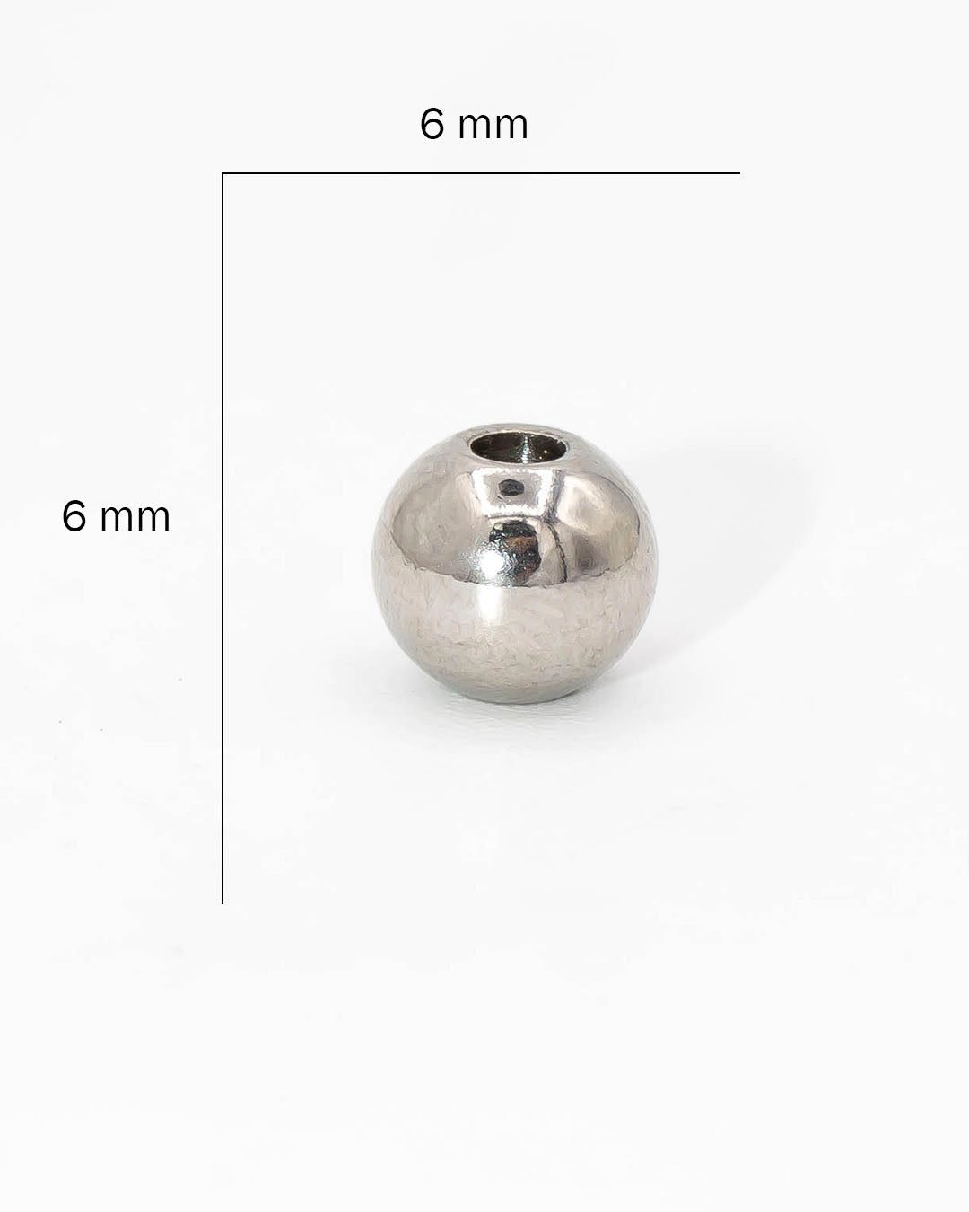 Balin liso plateado hueco grande 6mm