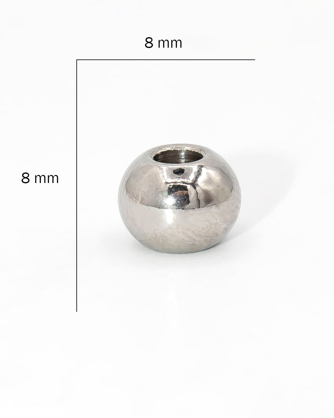 Balin liso plateado hueco grande 8mm