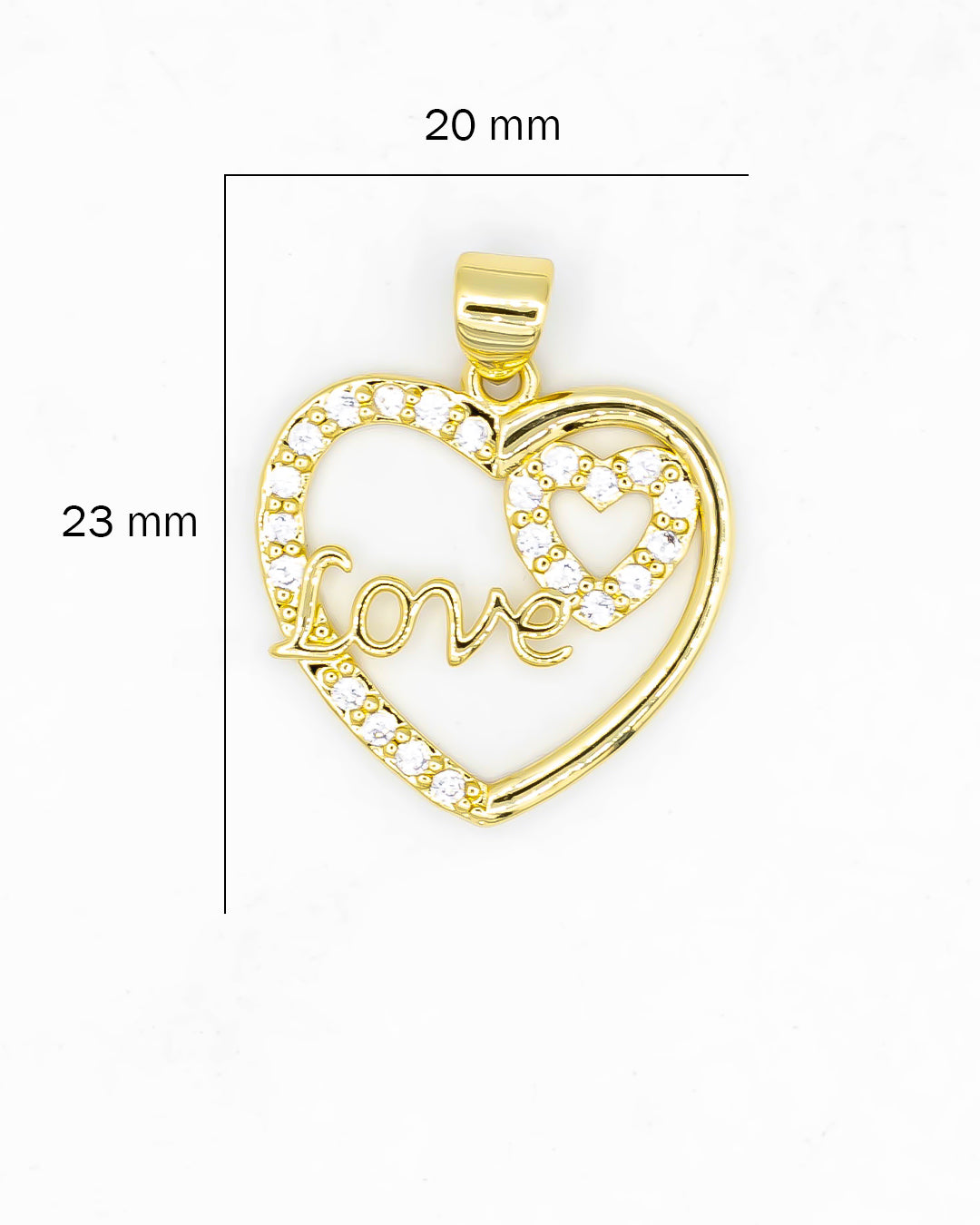 Dije corazón love circon