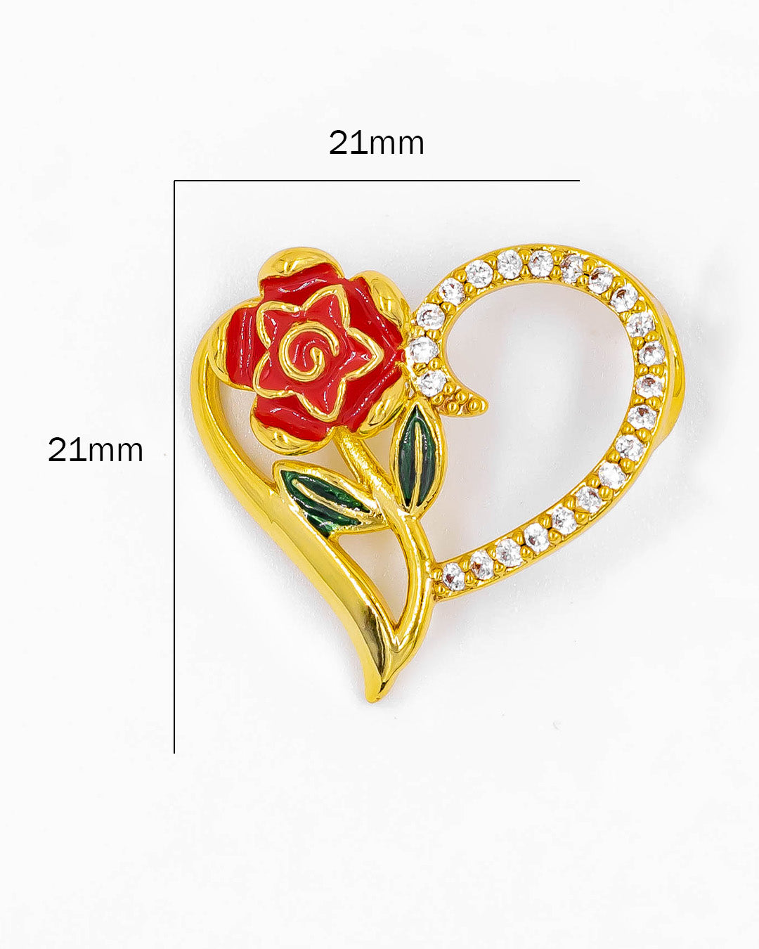 Dije corazón con rosa