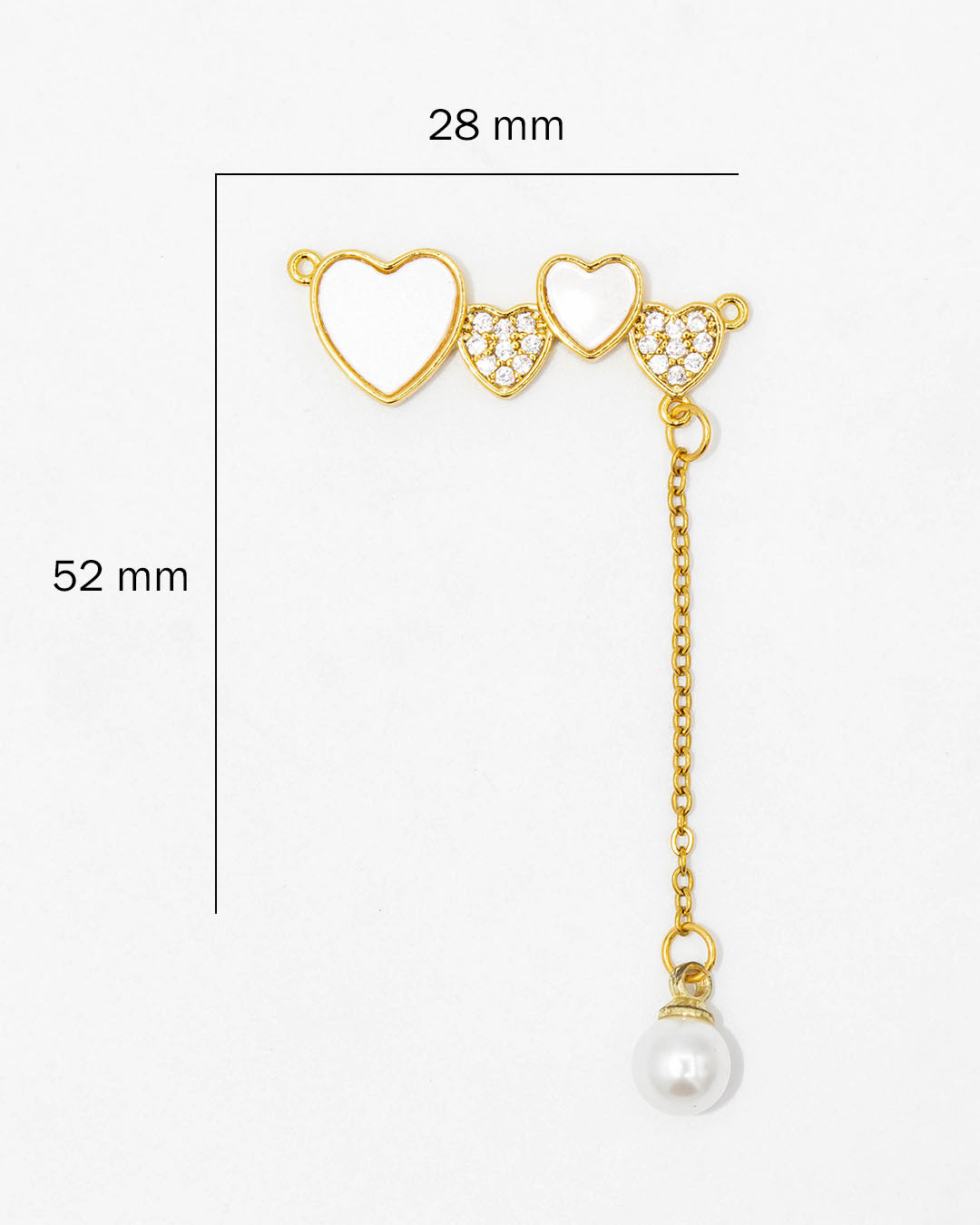 Dije pulsera corazones con extension perla
