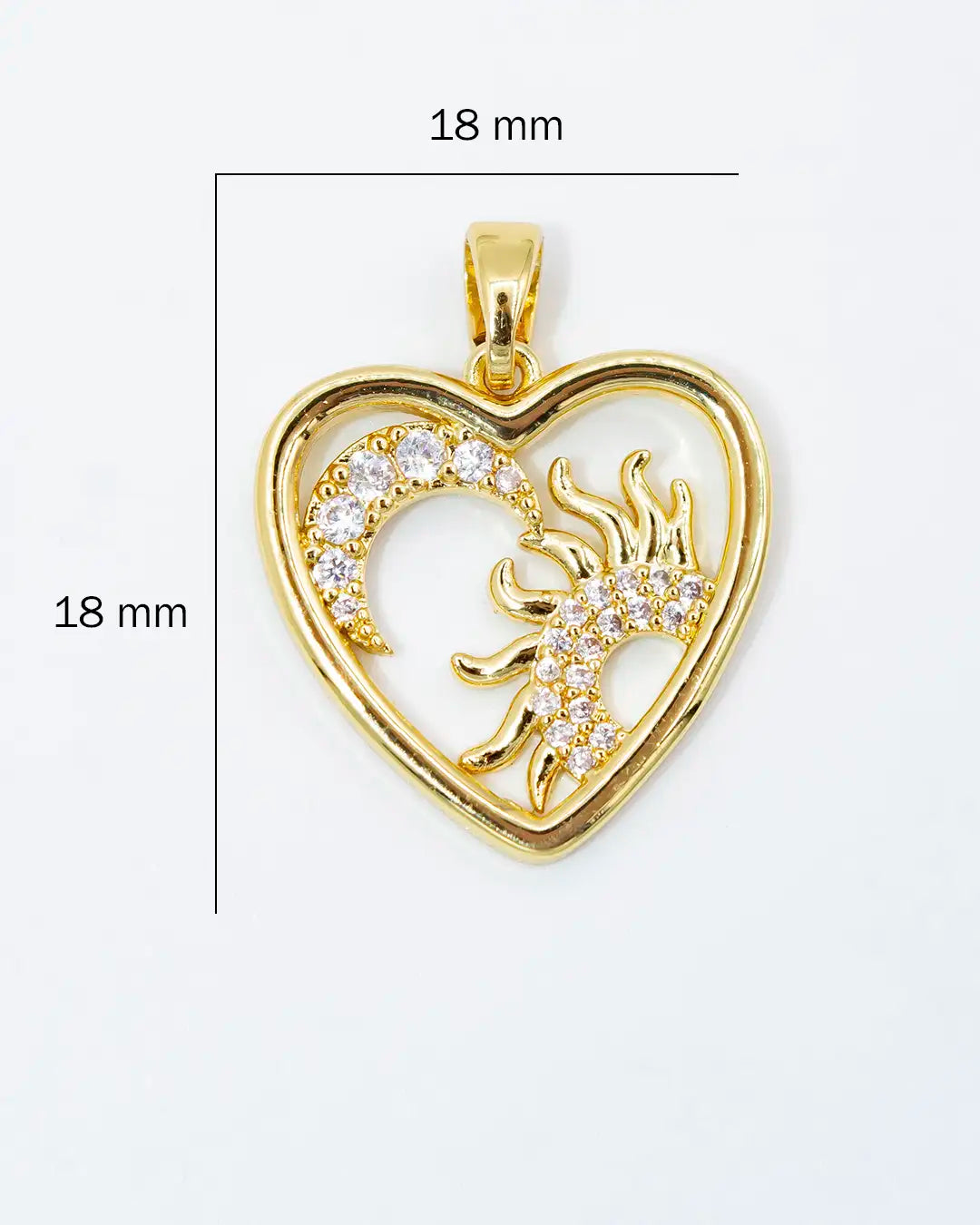 Dije corazón sol y luna