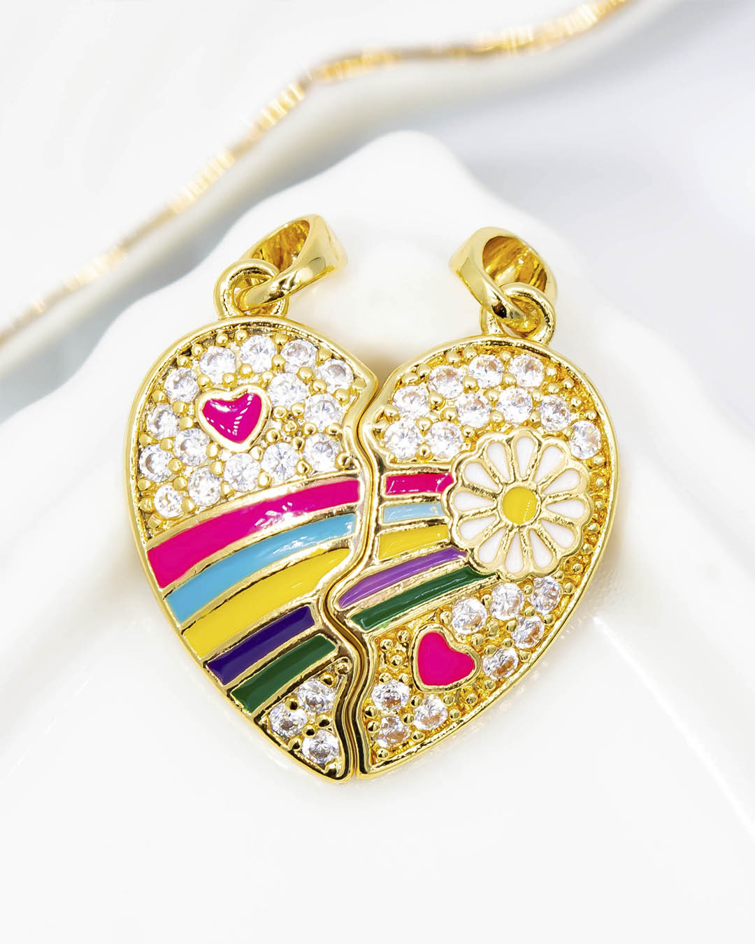 Dije imán corazón arcoíris