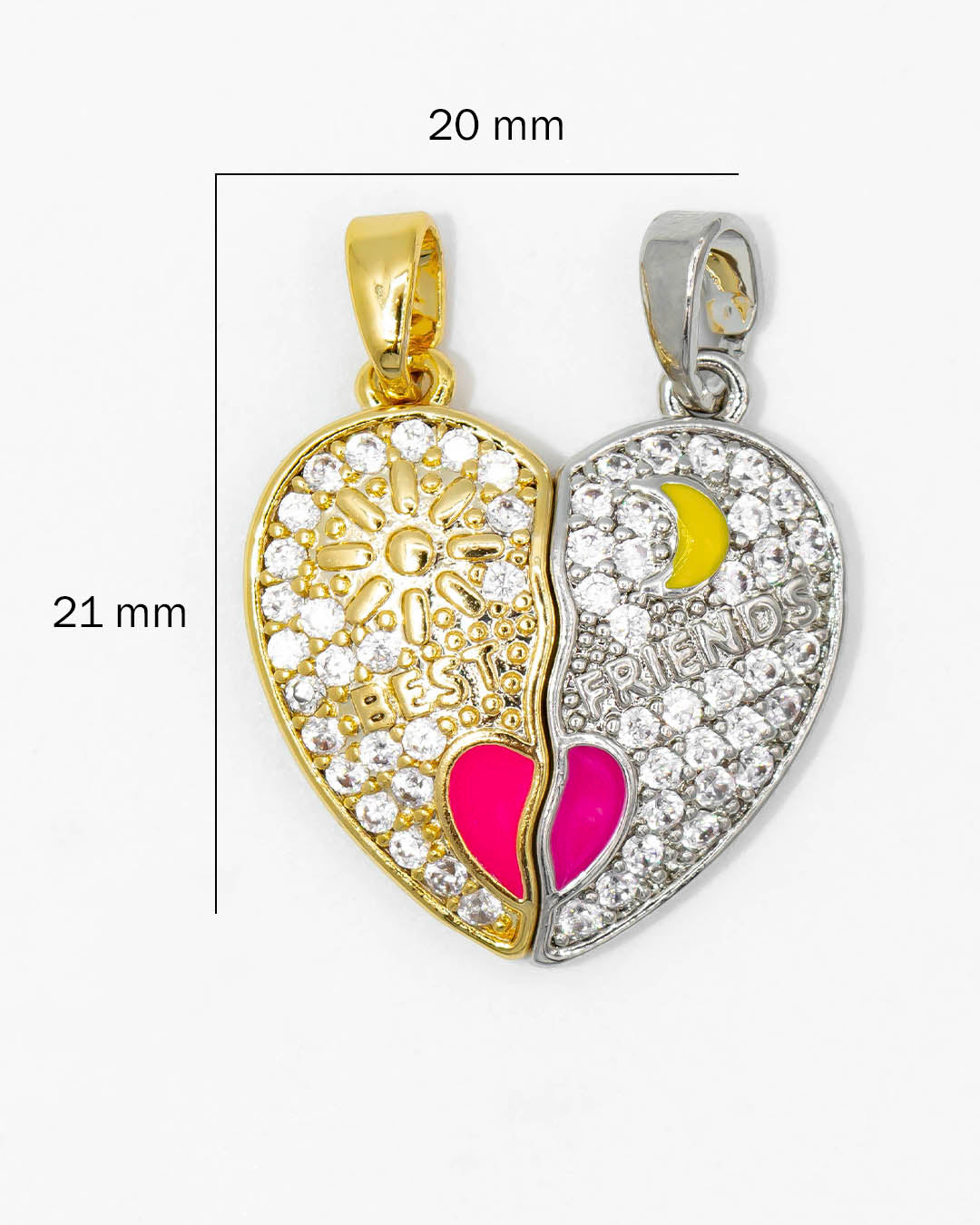 Dije imán corazón sol y luna