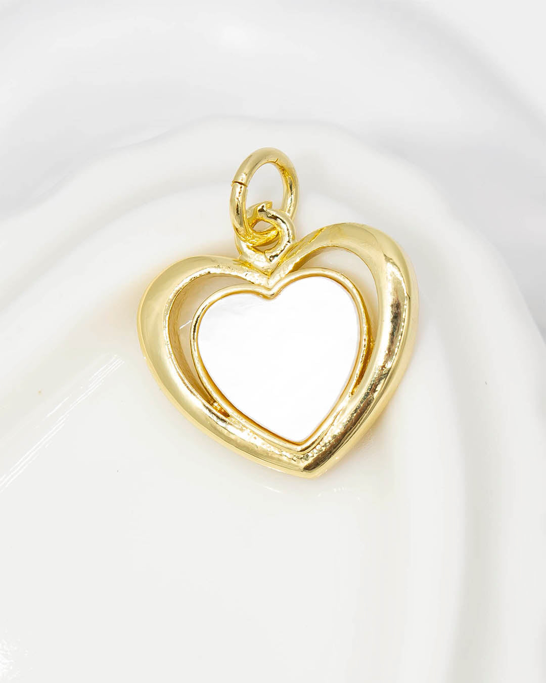 Dije doble corazón nácar