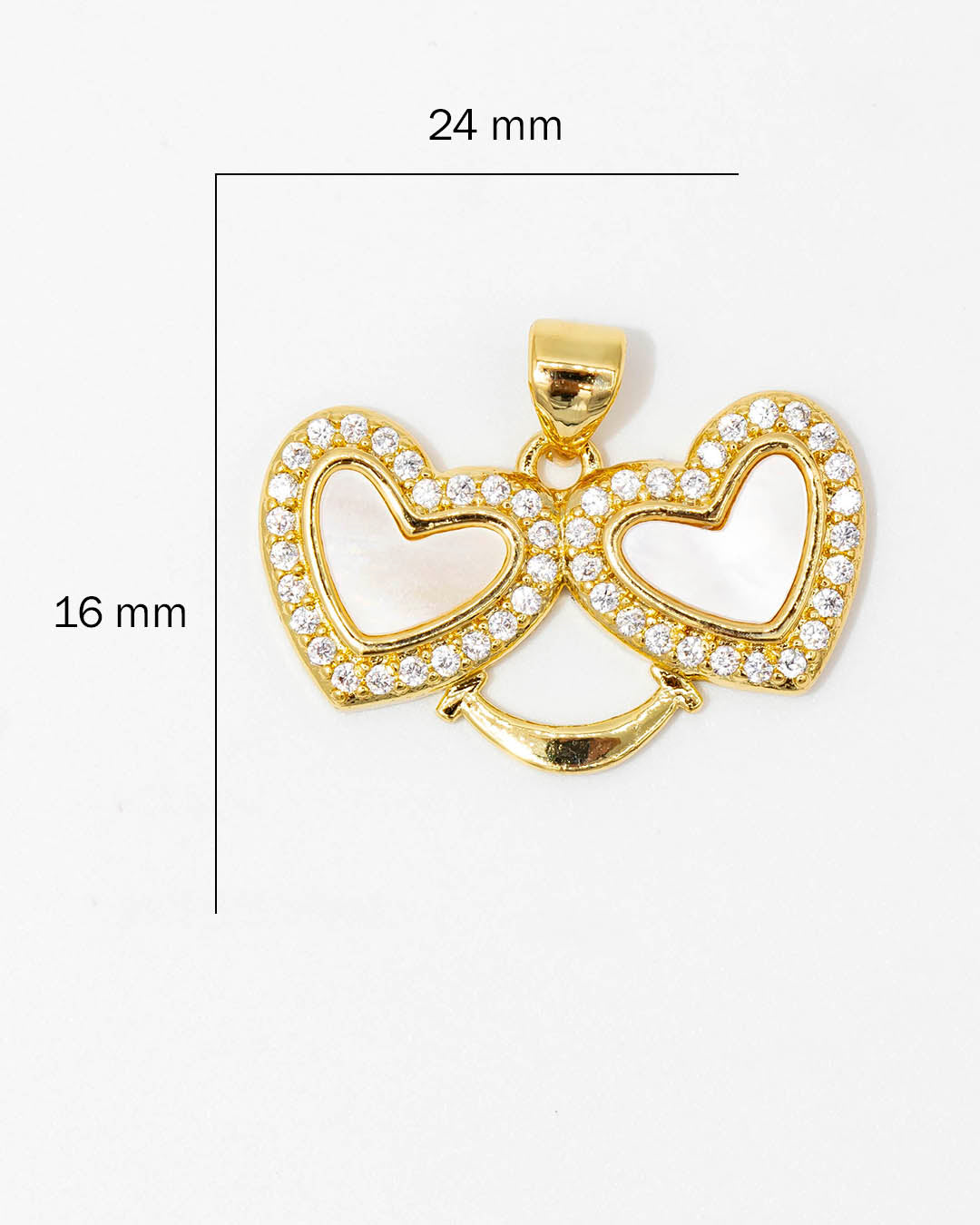 Dije doble corazón nácar