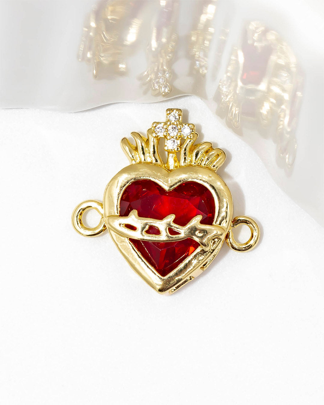 Dije corazón rojo pulsera