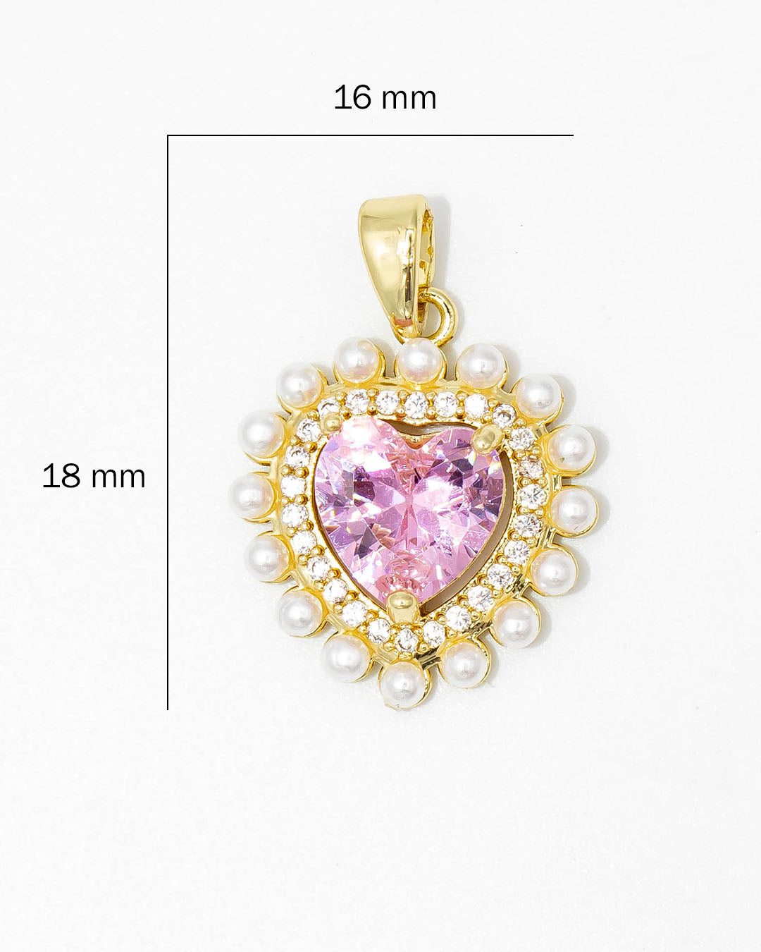Dije corazón rosa perla
