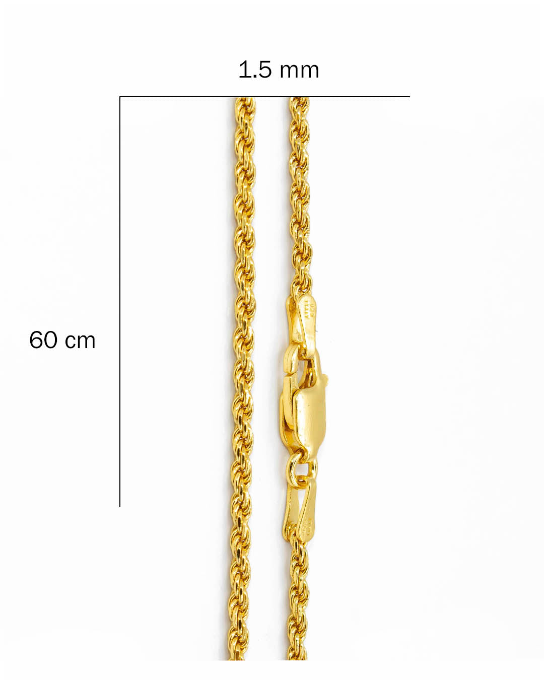 Oro laminado cadena lazo 60 cm