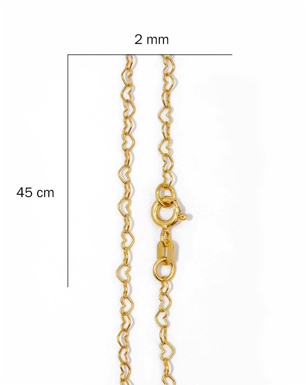 Oro Laminado cadena corazón 45cm x 2mm