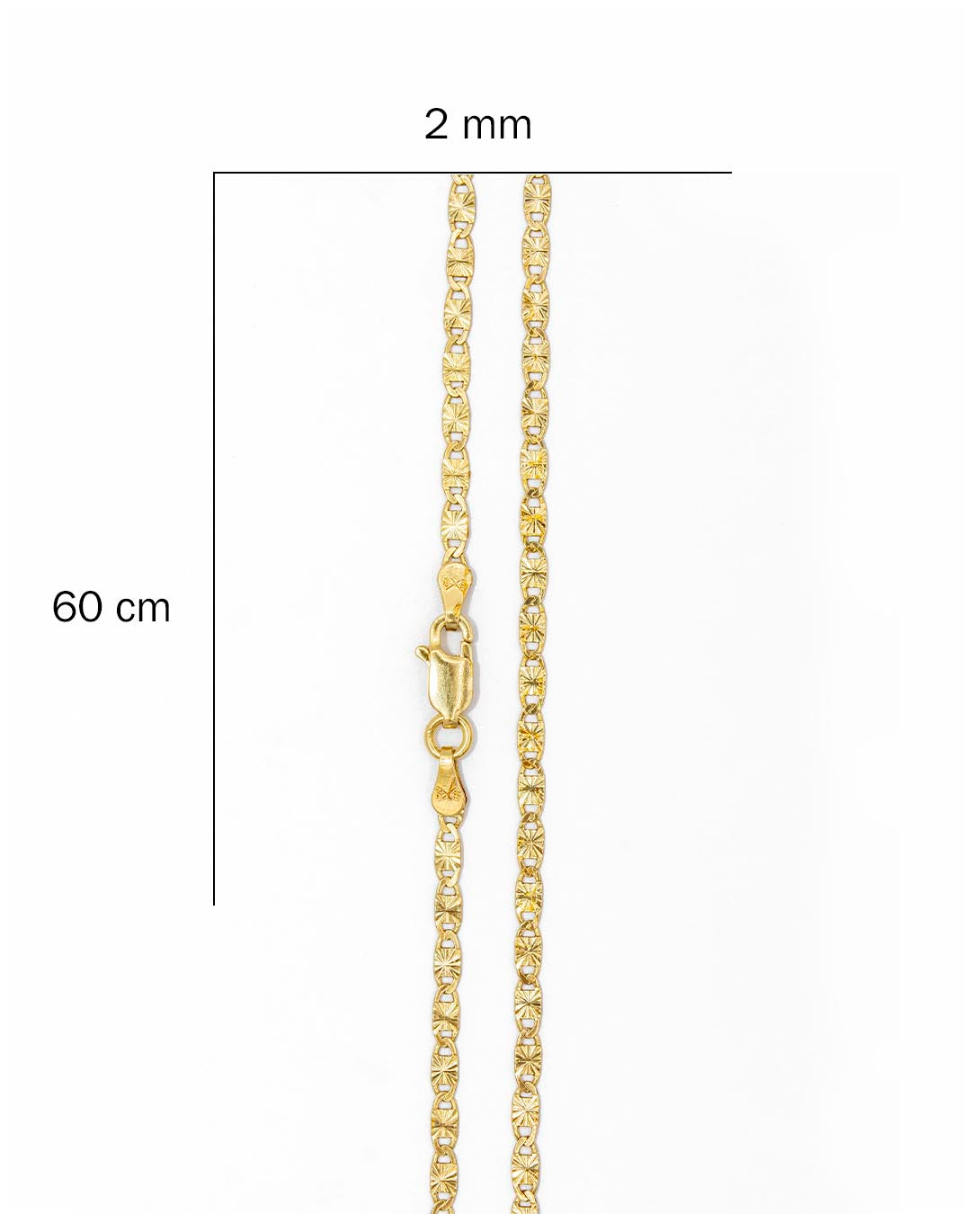 Oro Laminado cadena espejo 60cm x 2mm