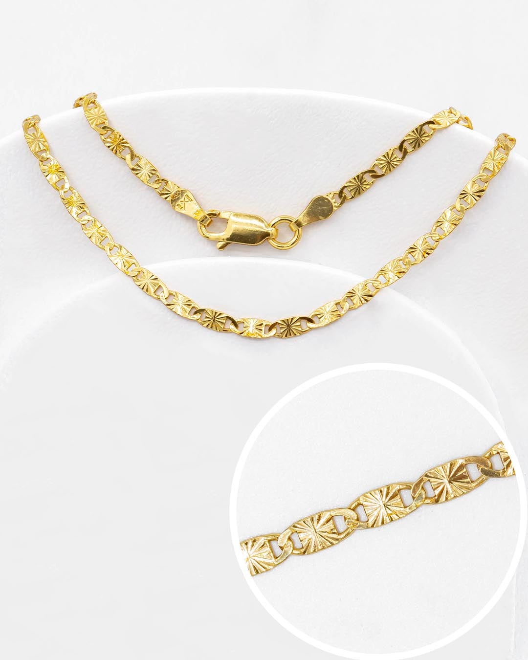 Oro Laminado cadena espejo 60cm x 2mm