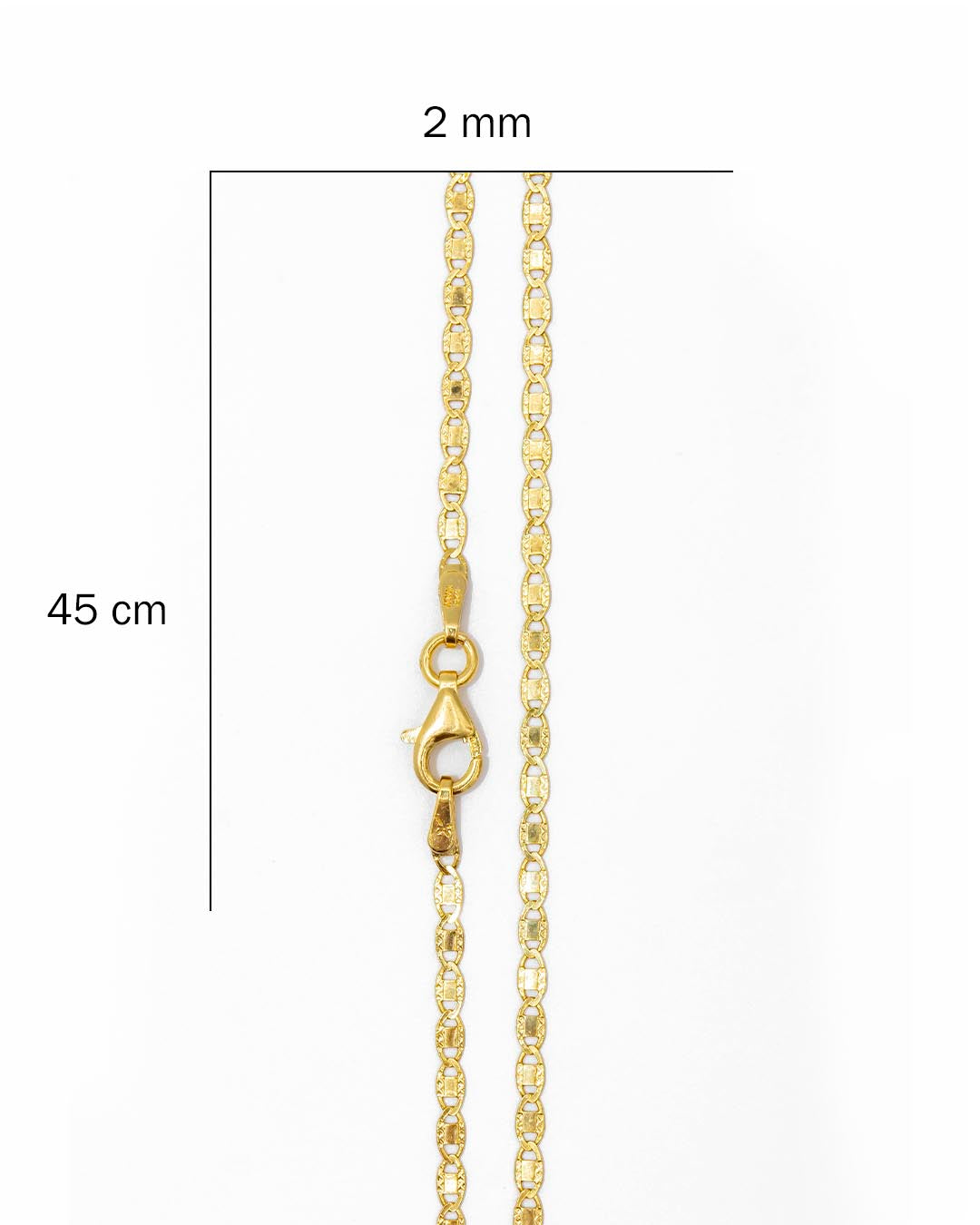 Oro Laminado cadena espejo 45cm x 2mm