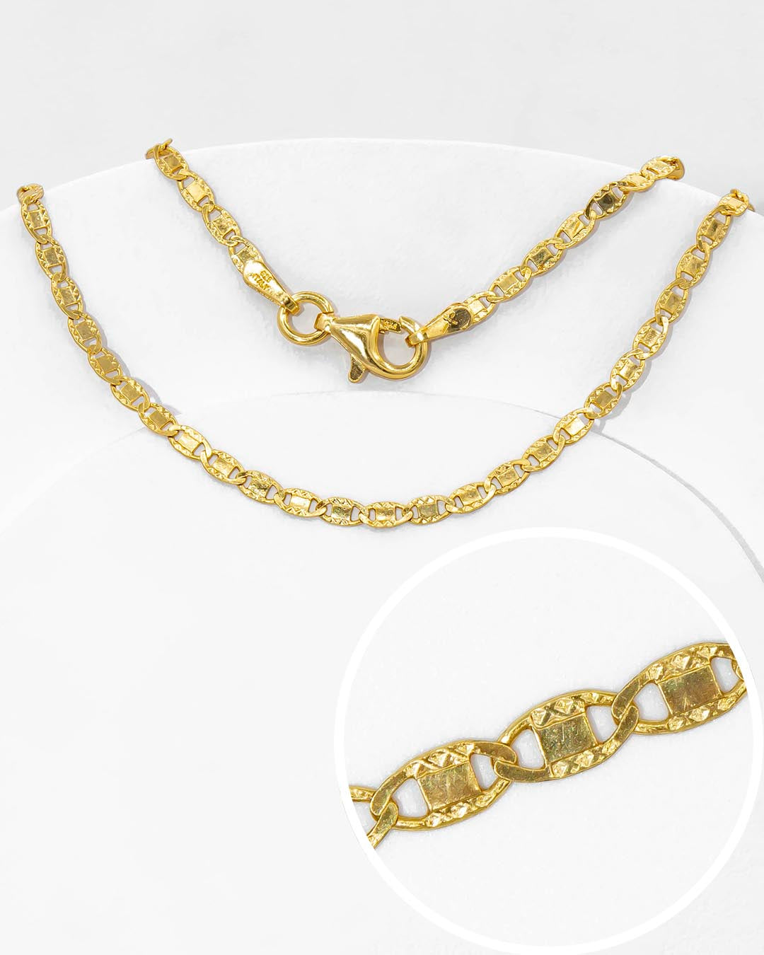 Oro Laminado cadena espejo 45cm x 2mm