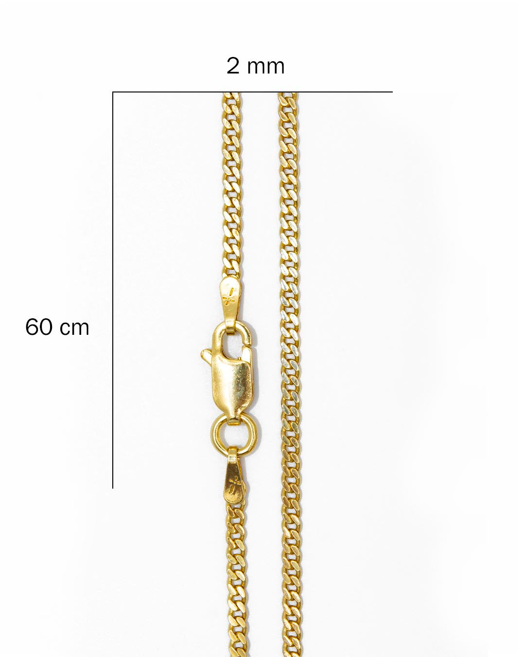 Oro Laminado cadena cubana 60cm x 2mm