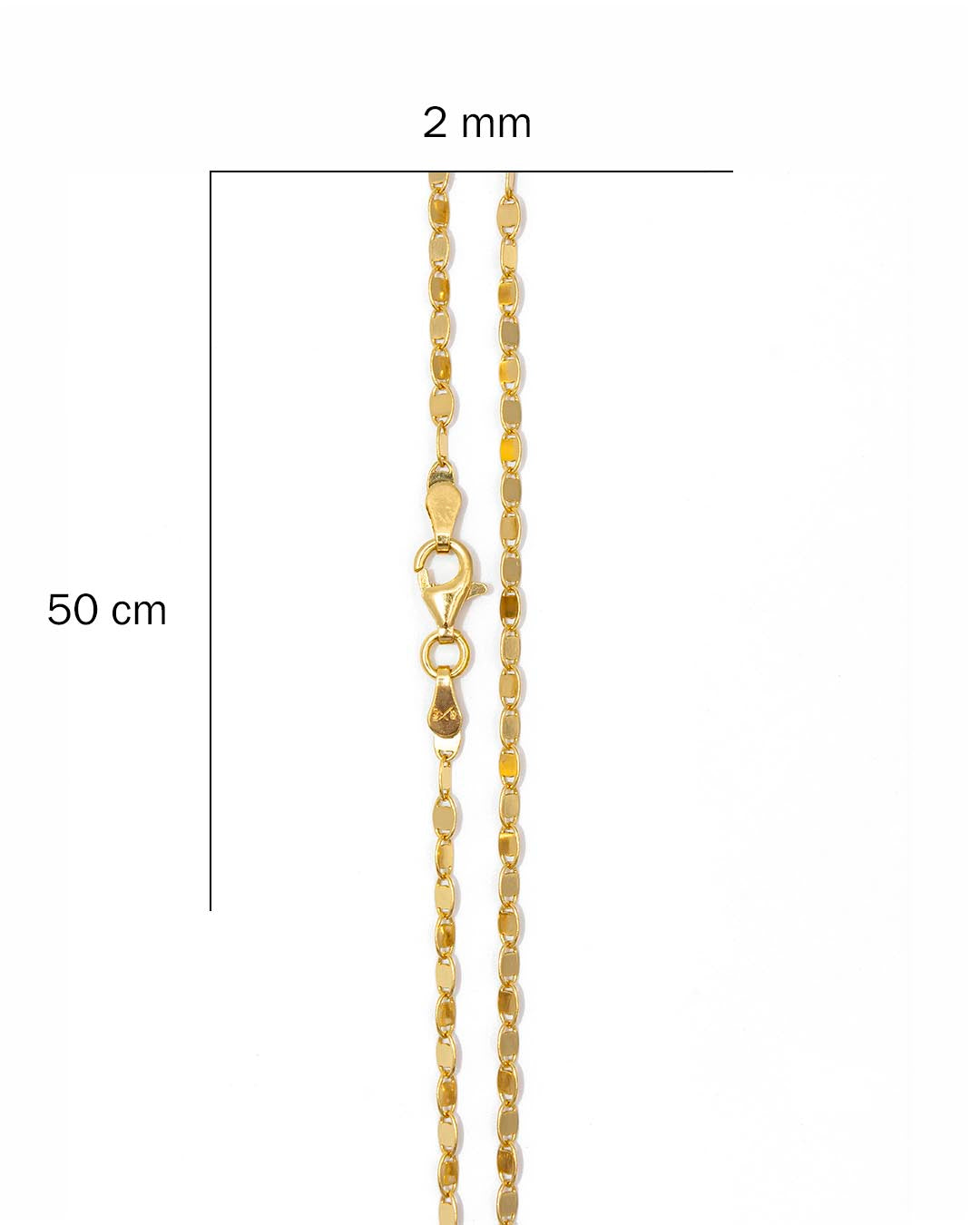 Oro Laminado cadena crispeta 50cm x 2mm