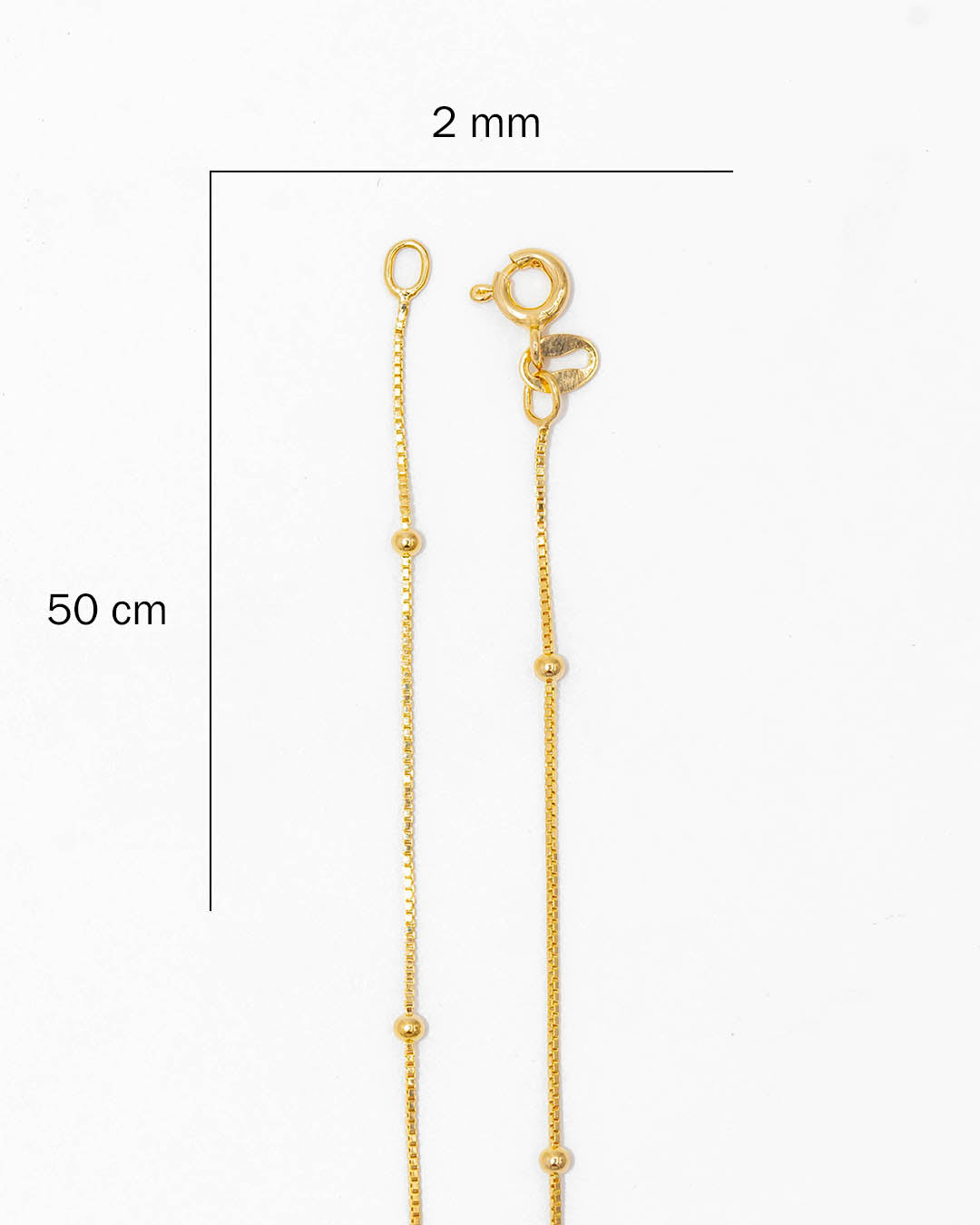 Oro laminado cadena veneciana balín 50cm x 2mm