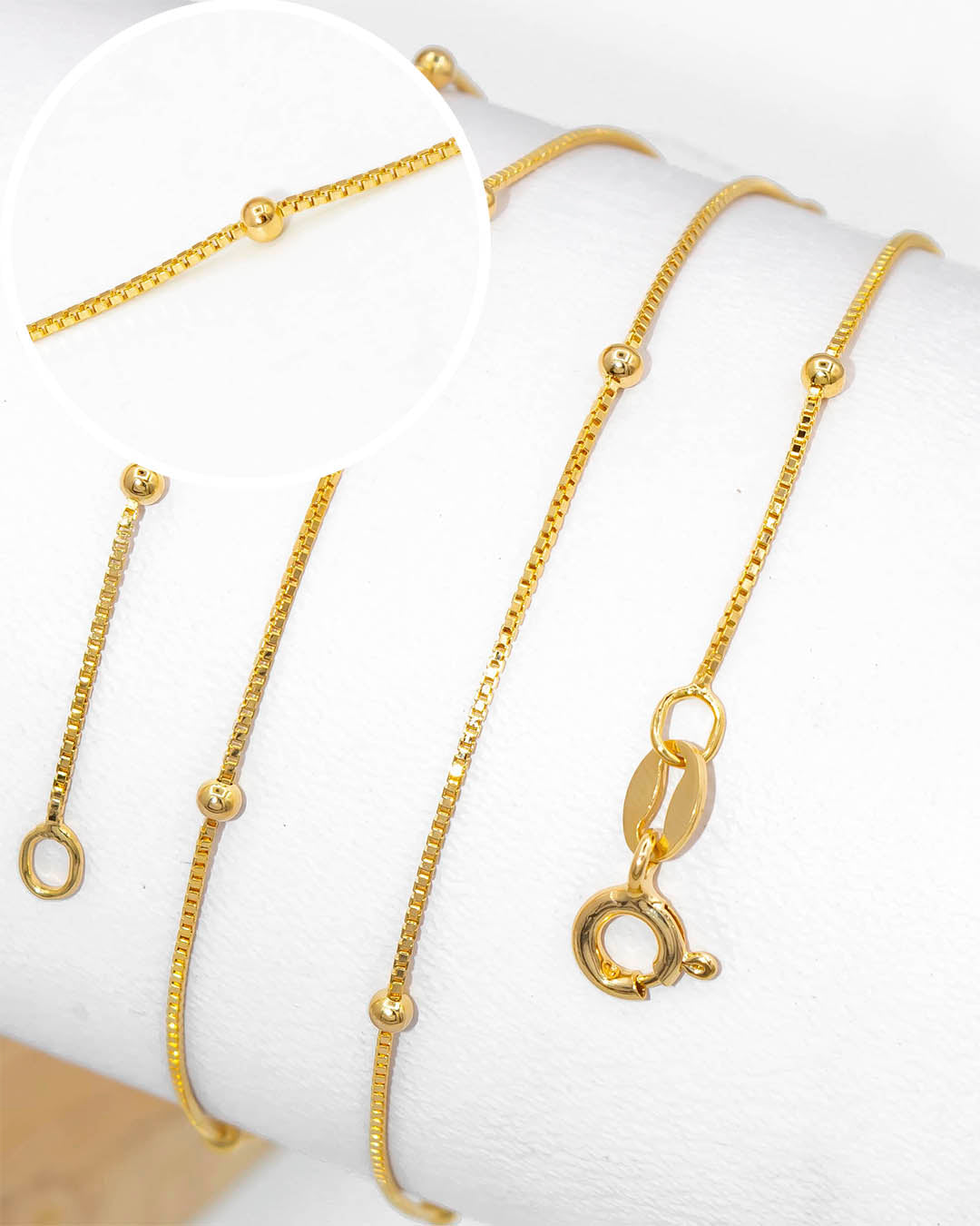 Oro laminado cadena veneciana balín 50cm x 2mm