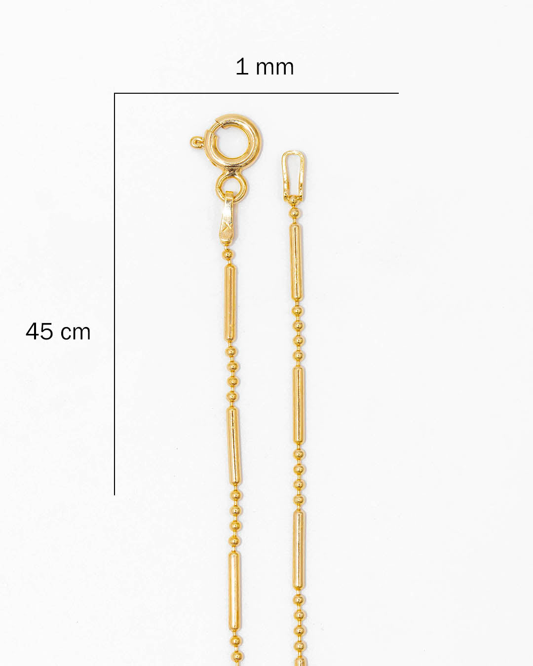 Oro laminado cadena palito 45cm x 1mm