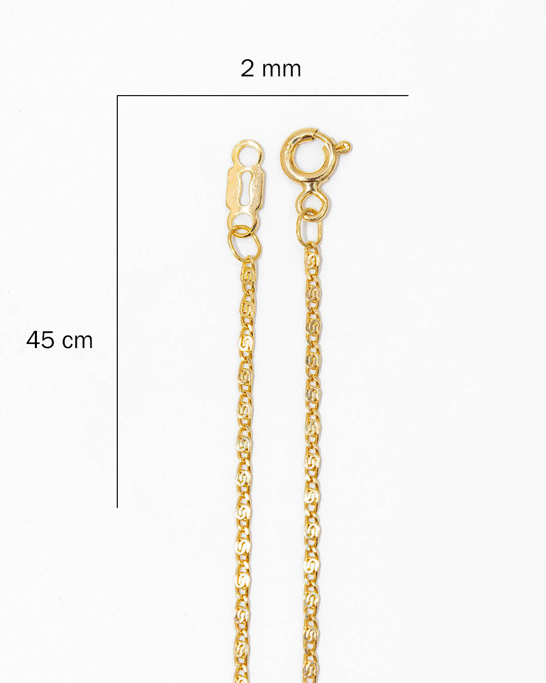 Oro laminado cadena caracol 45cm x 2mm