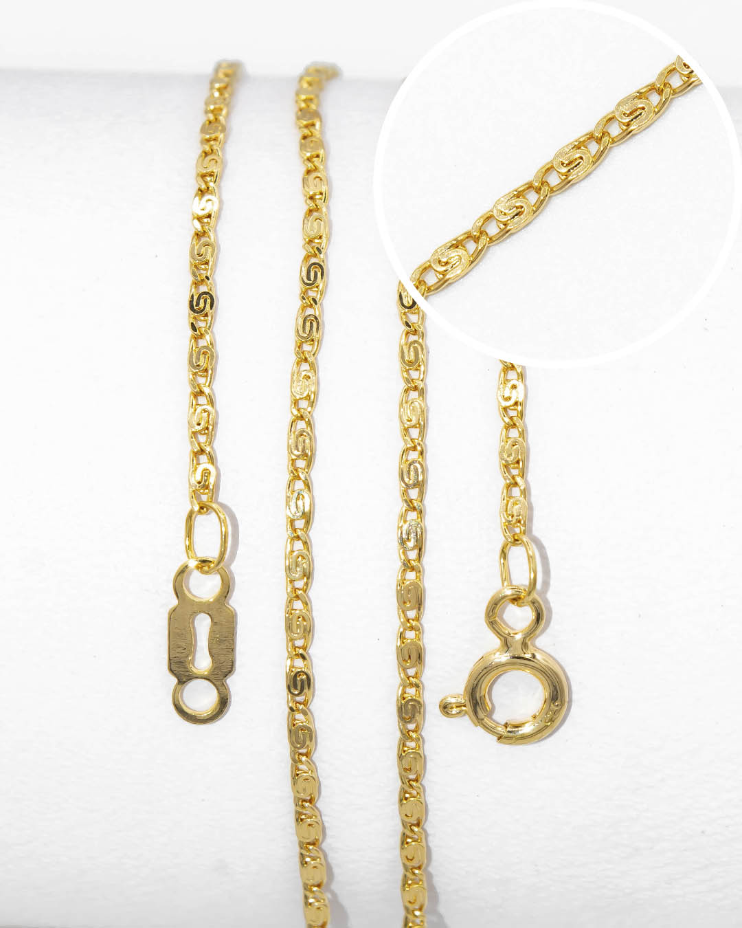 Oro laminado cadena caracol 45cm x 2mm