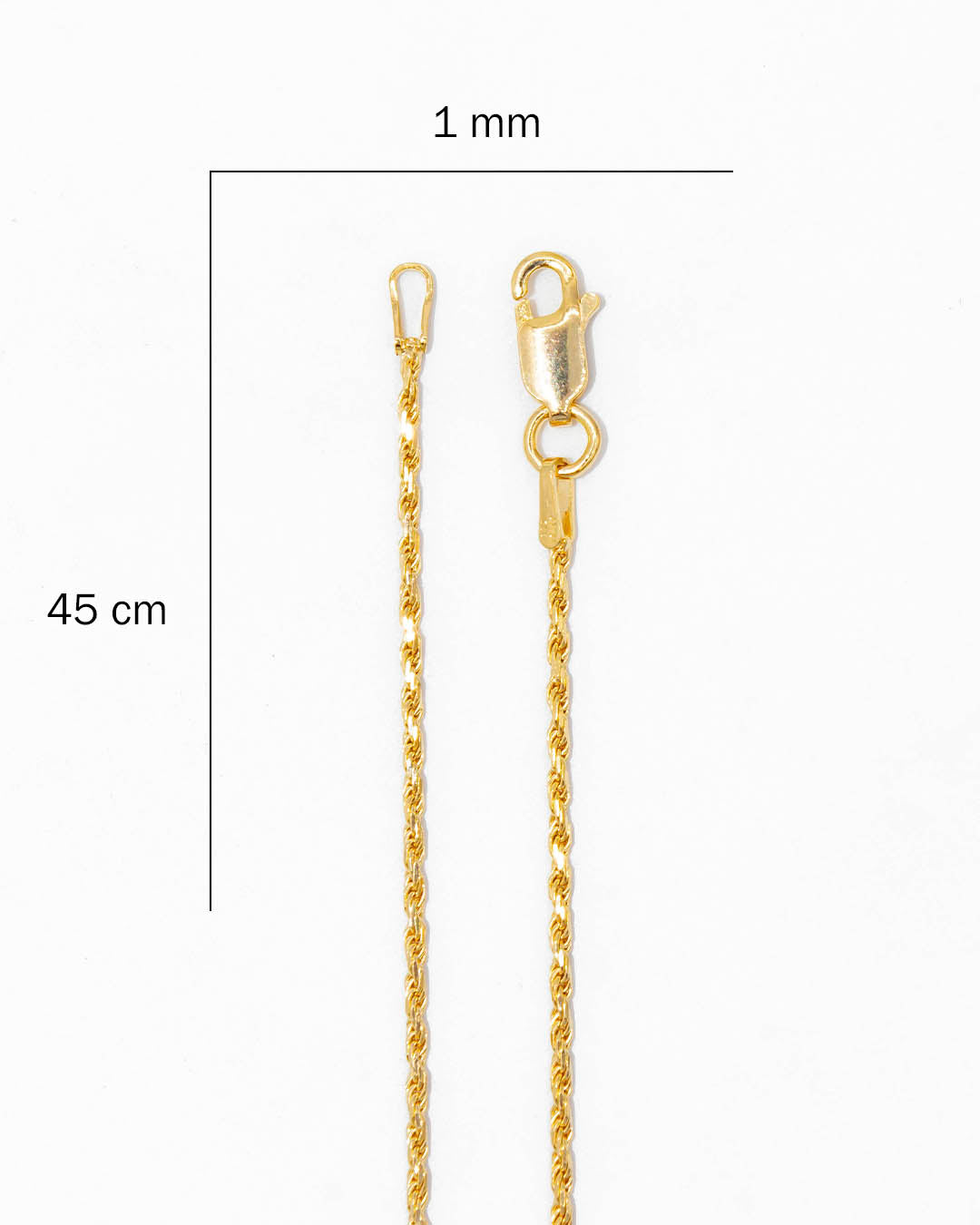 Oro laminado cadena lazo 45cm x 1mm