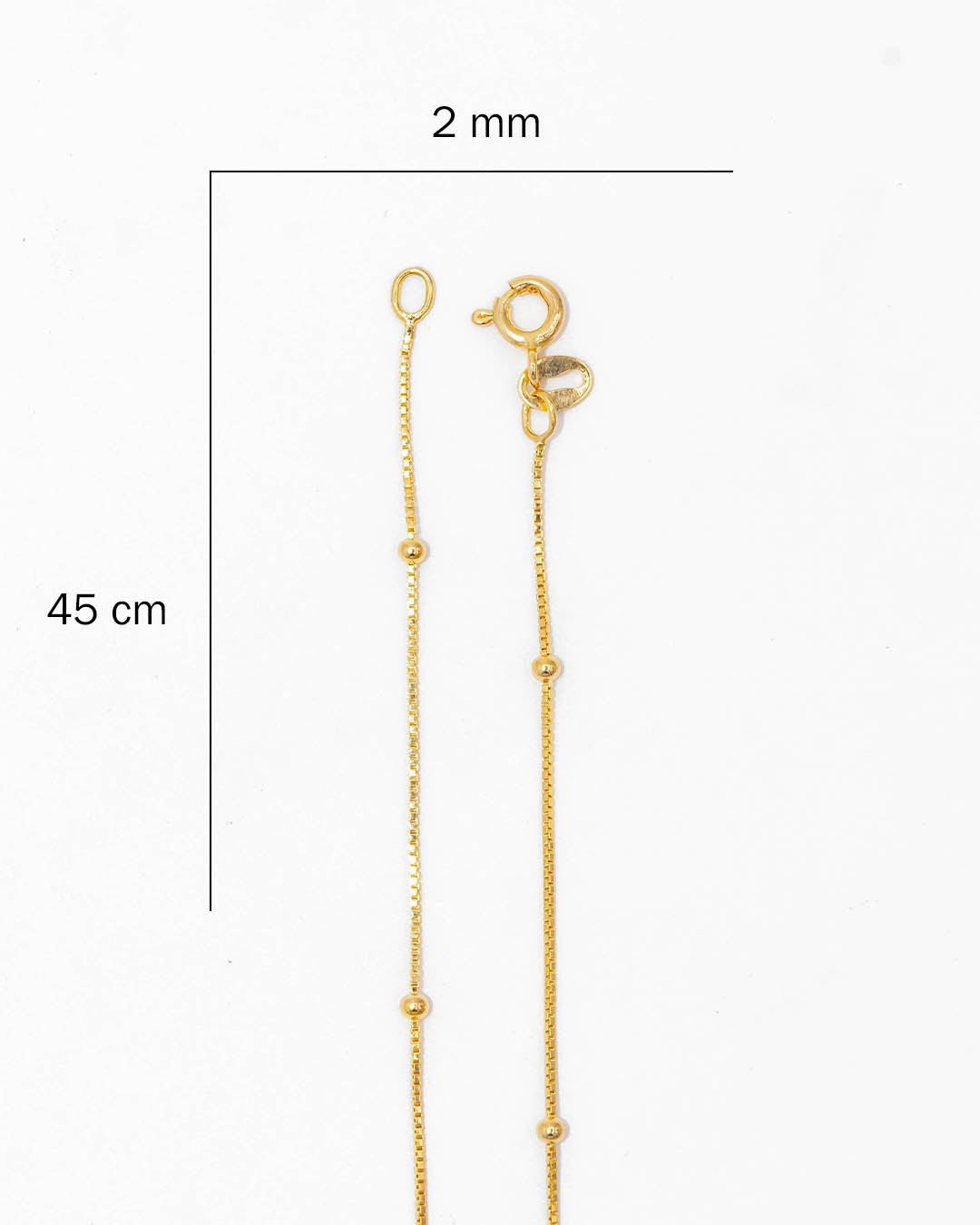 Oro laminado cadena veneciana balín 45cm x 2mm