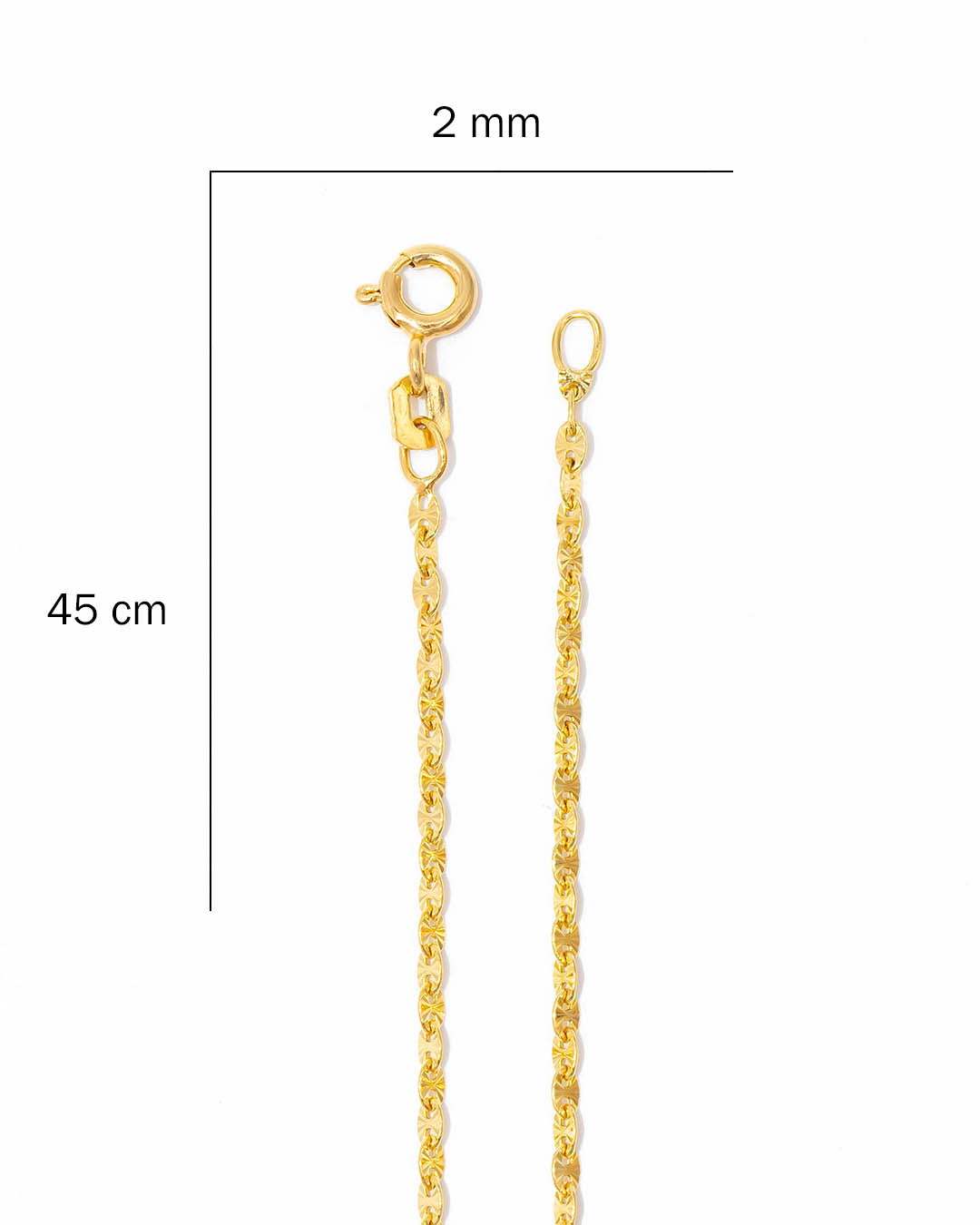 Oro laminado cadena crispeta 45cm x 2mm