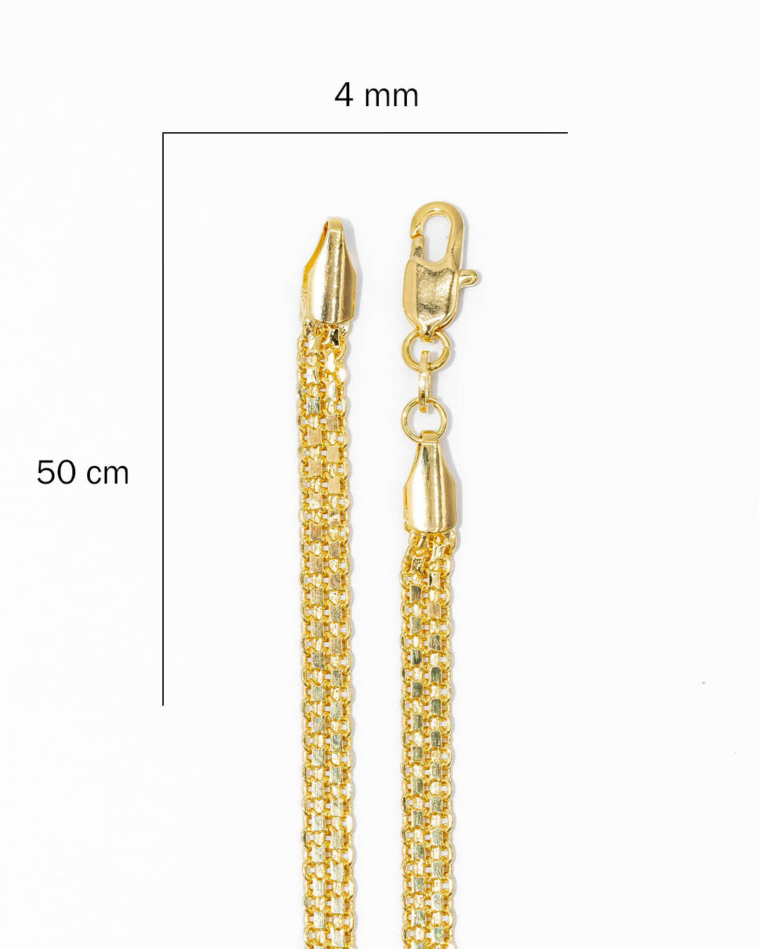 Oro laminado cadena chinesca 50cm x 4mm