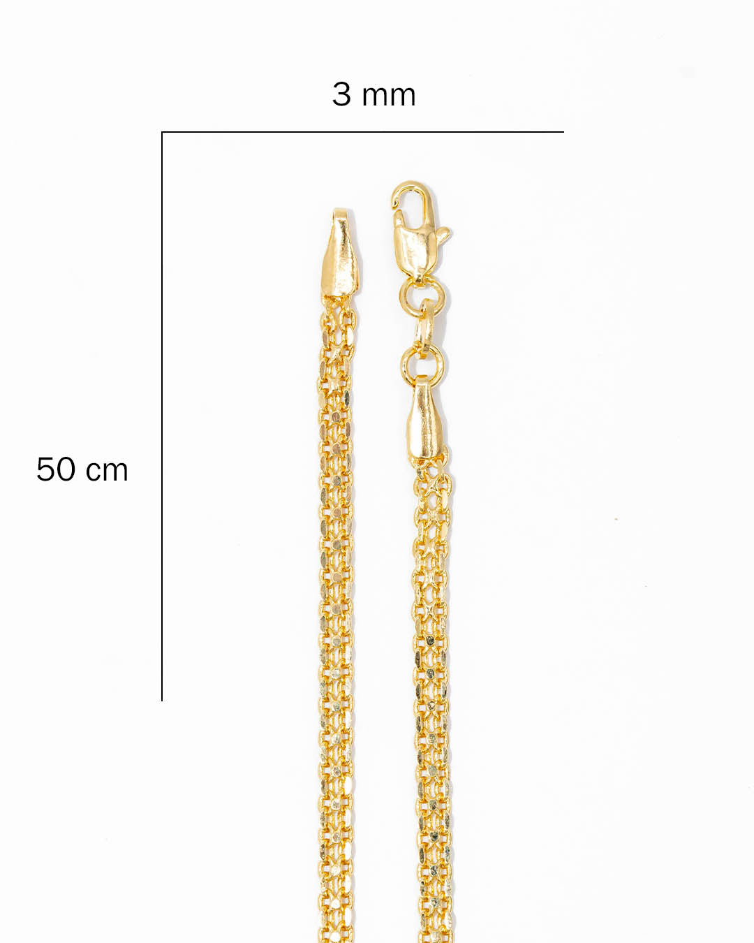 Oro laminado cadena chinesca 50cm x 3mm