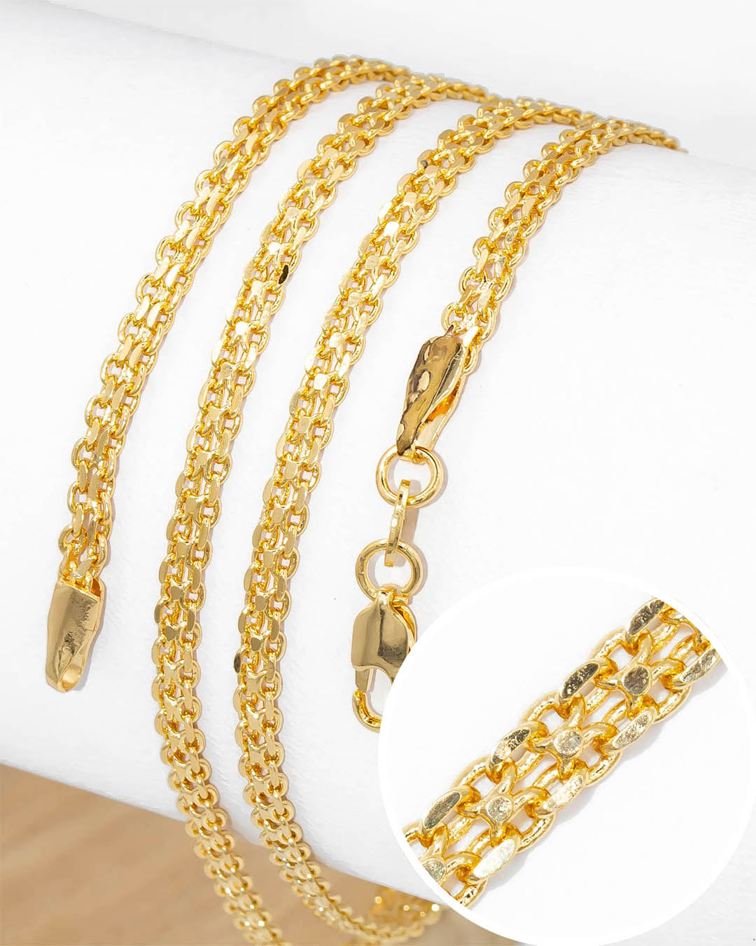 Oro laminado cadena chinesca 50cm x 3mm
