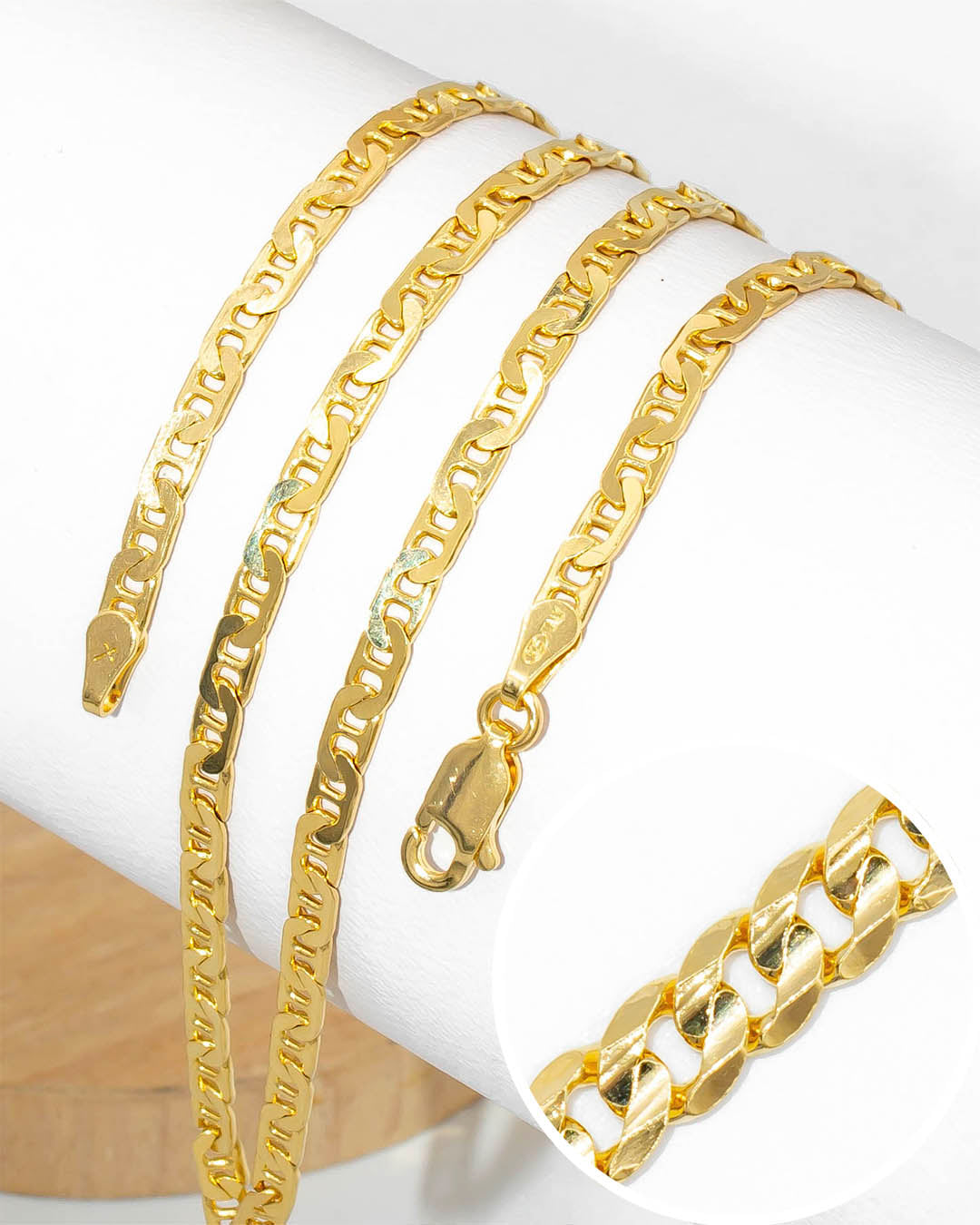 Oro laminado cadena cubana 50cm x 3.5mm